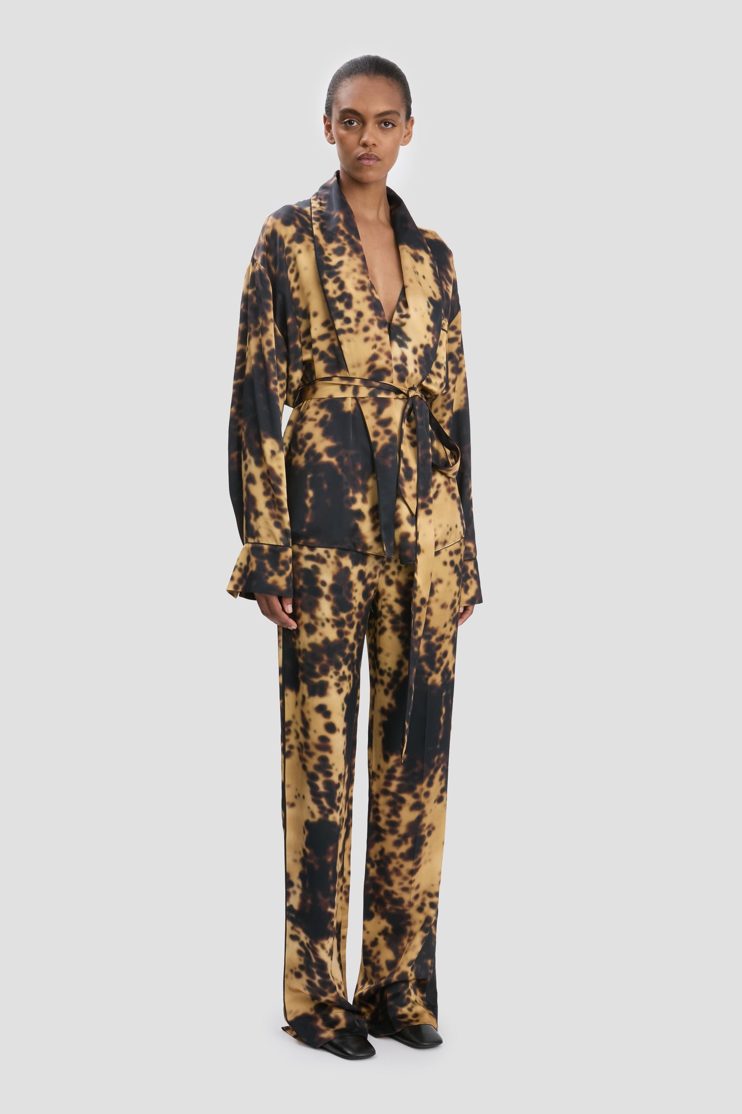 Pyjama Trouser In Olive Brown Print