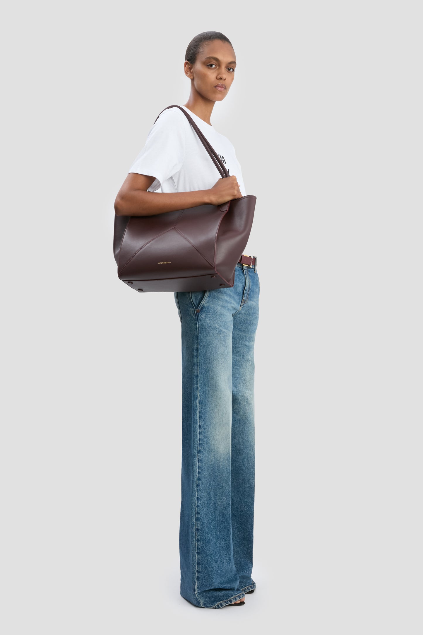 Victoria Tote Bag In Burgundy Leather