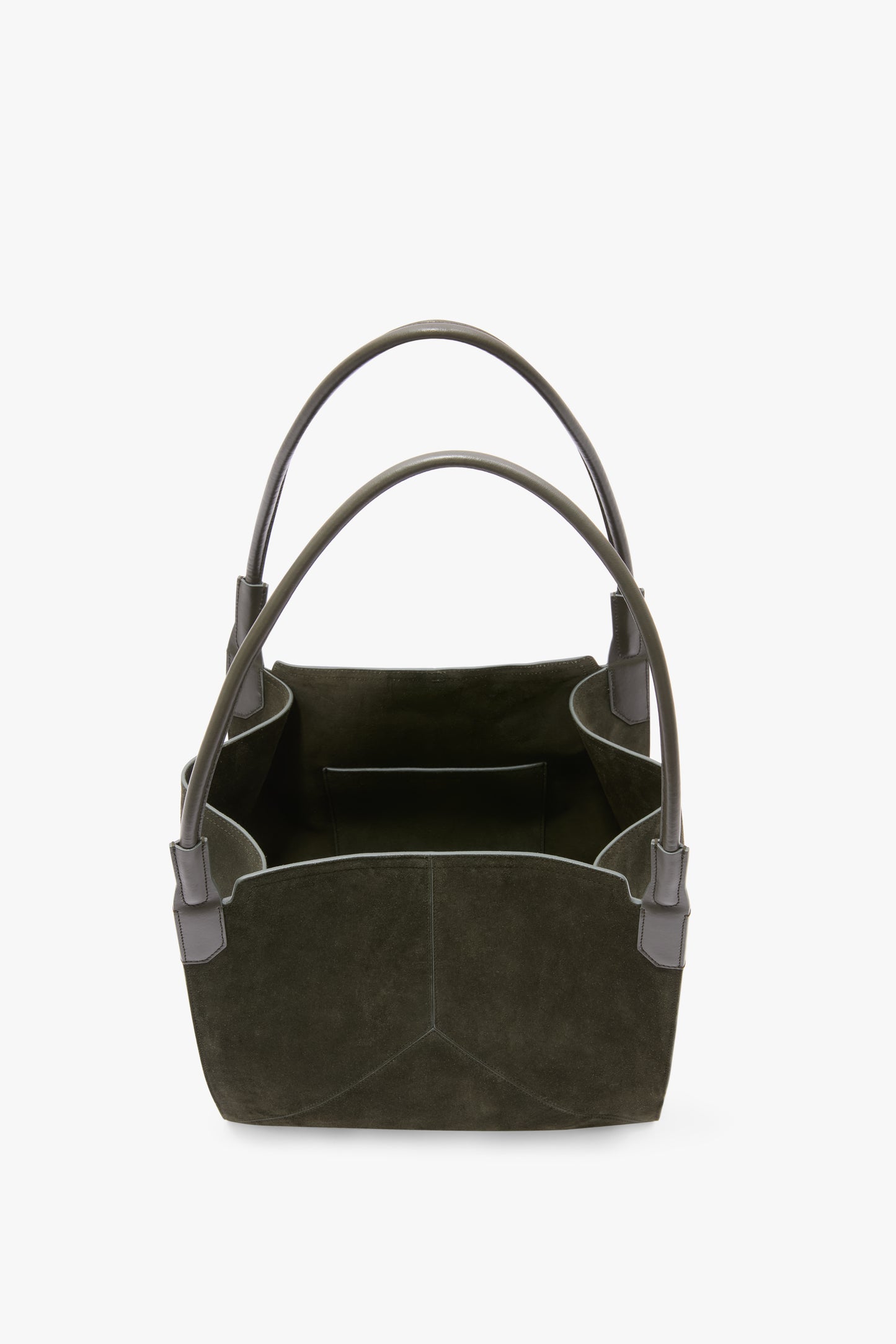 Victoria Tote Bag In Dark Olive Suede