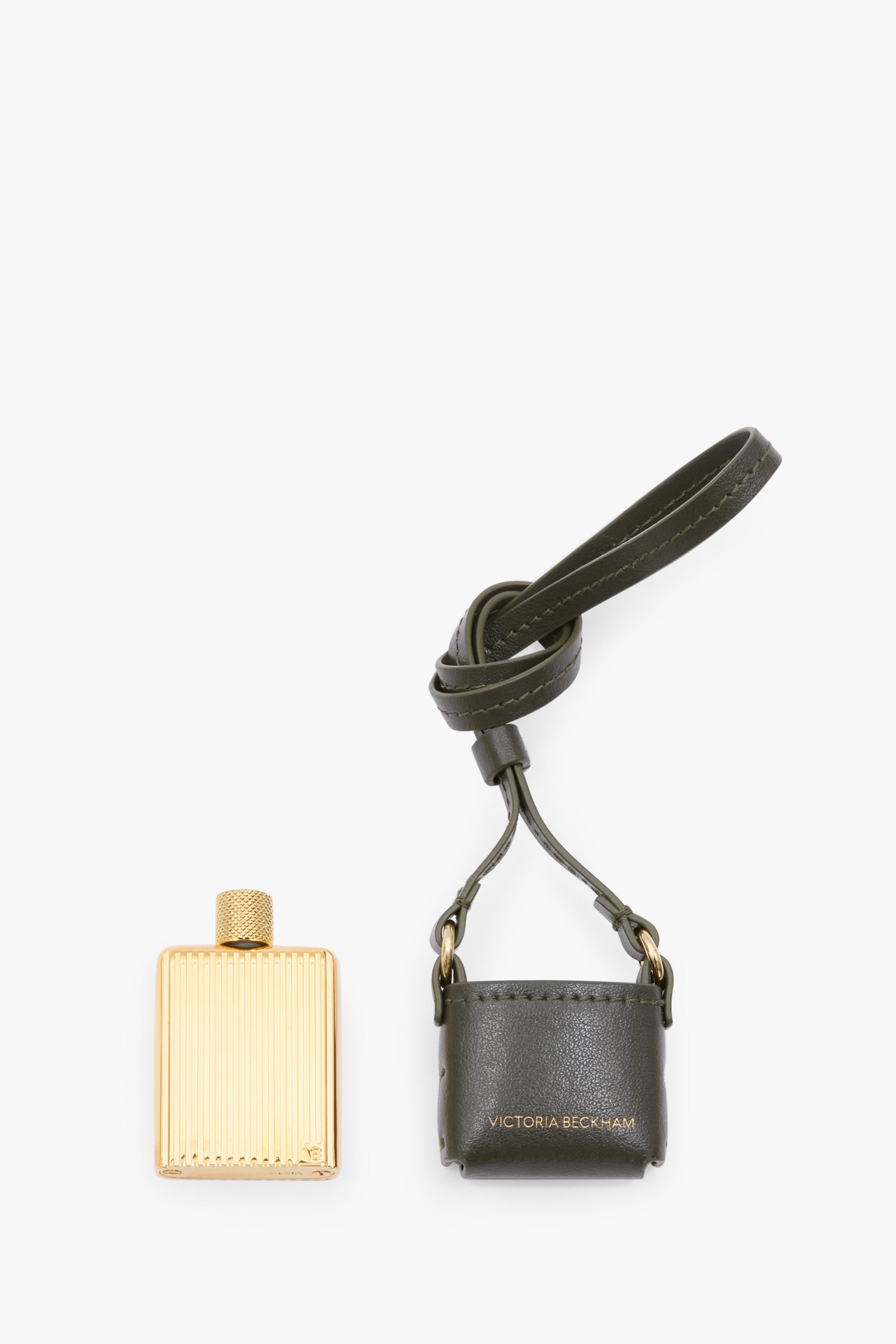 Perfume Charm In Dark Olive Leather