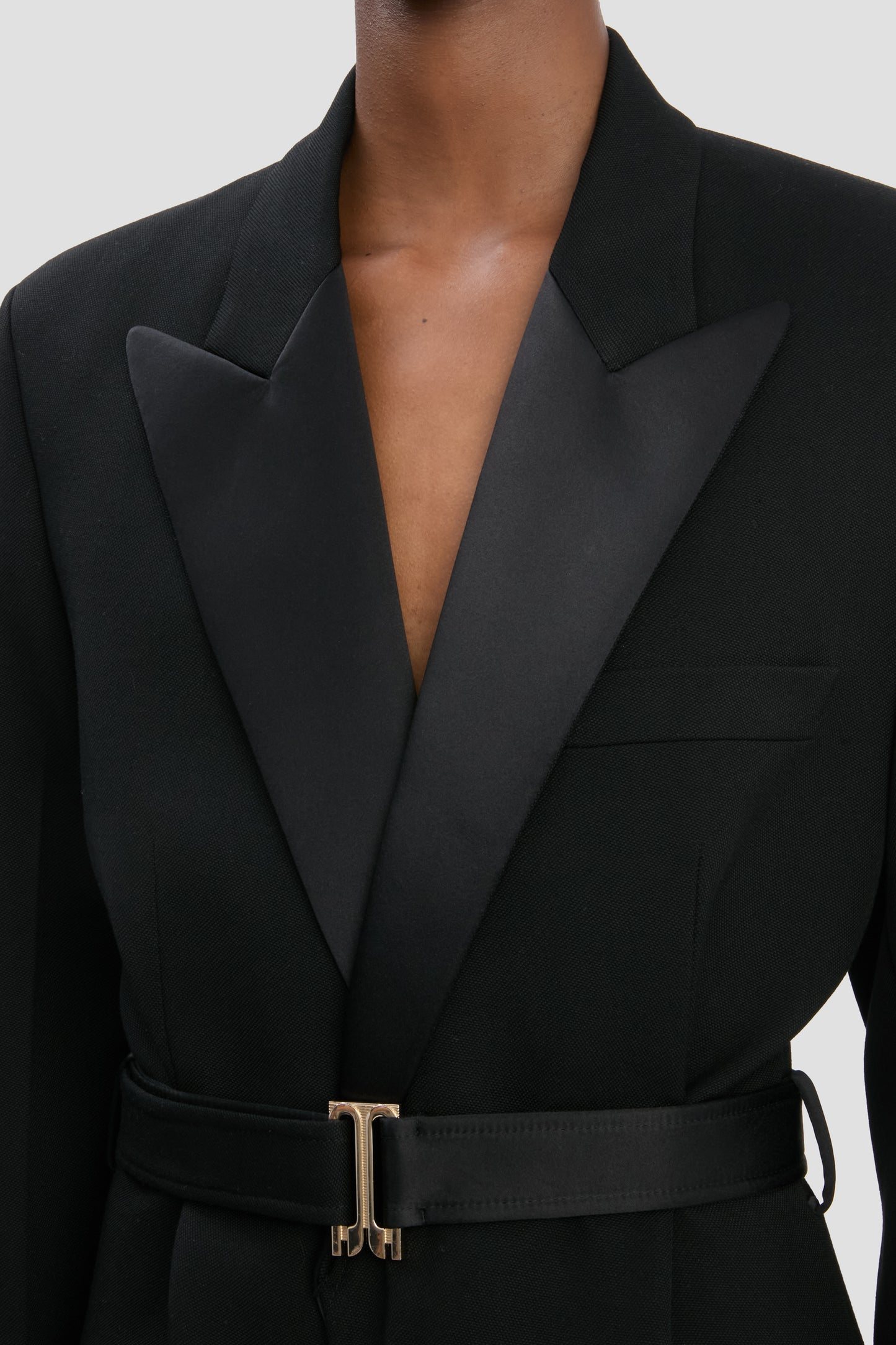 Belted Tailored Coat In Black