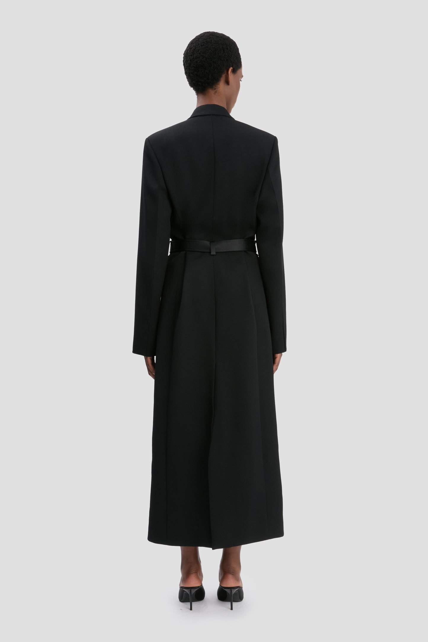 Belted Tailored Coat In Black