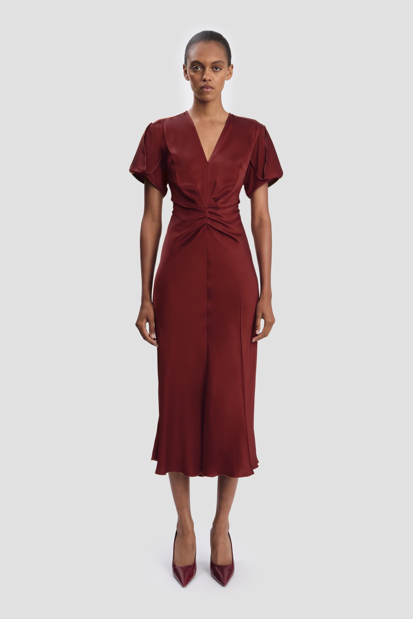 Eve Midi Dress In Burgundy