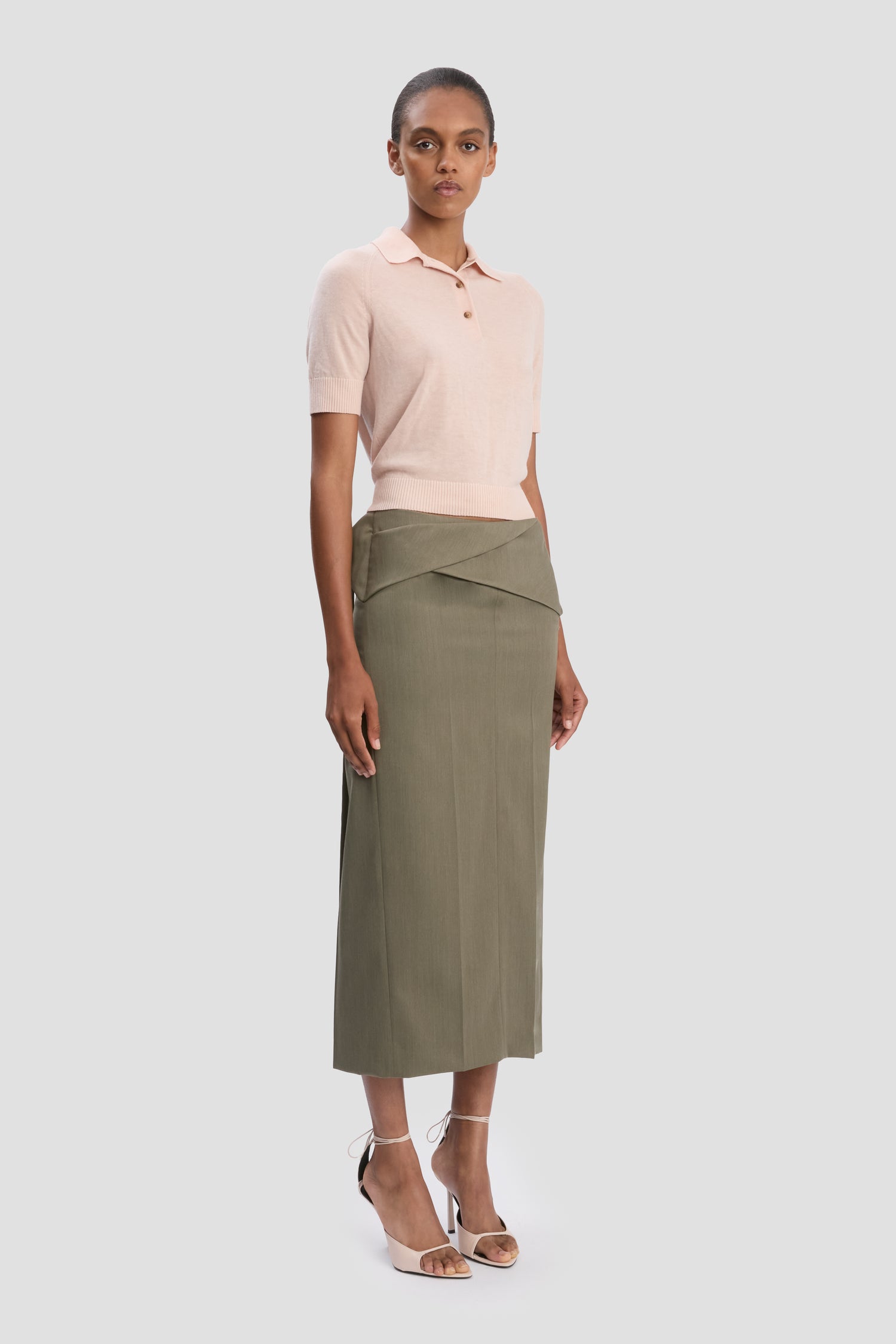 Polo Top In Pale Rose