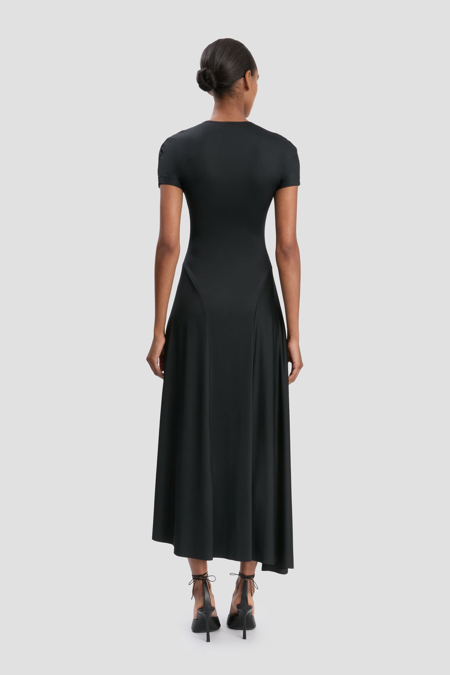 Zipped Front Midi Dress In Black