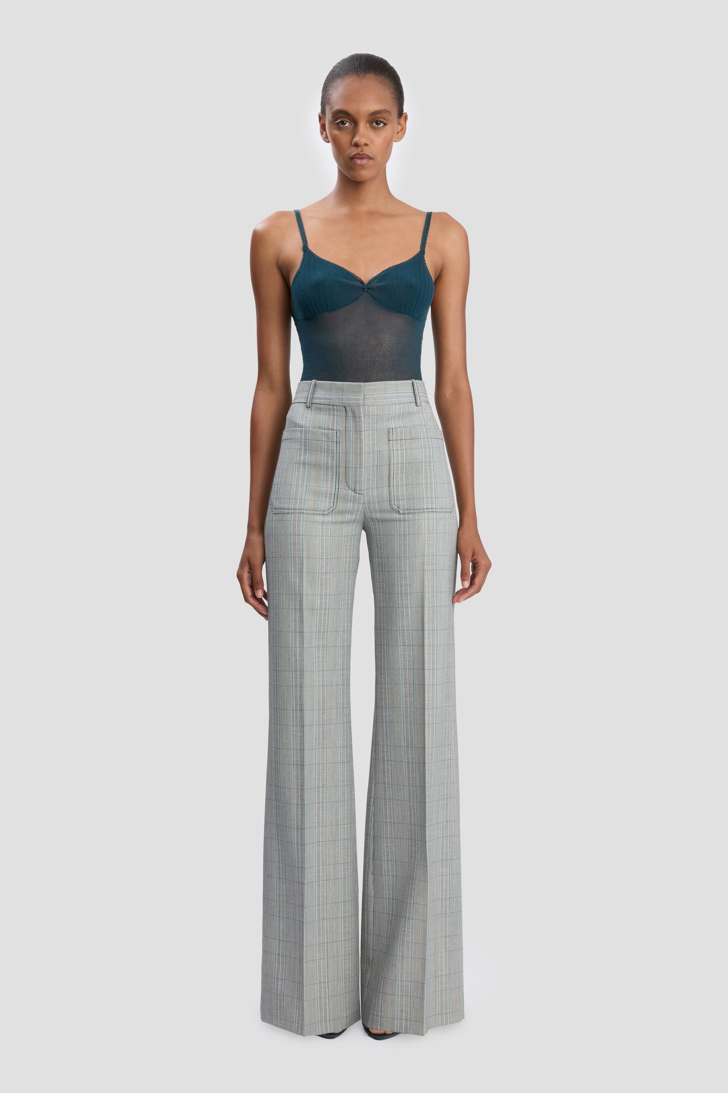 Alina Trouser In Blue-Grey Check