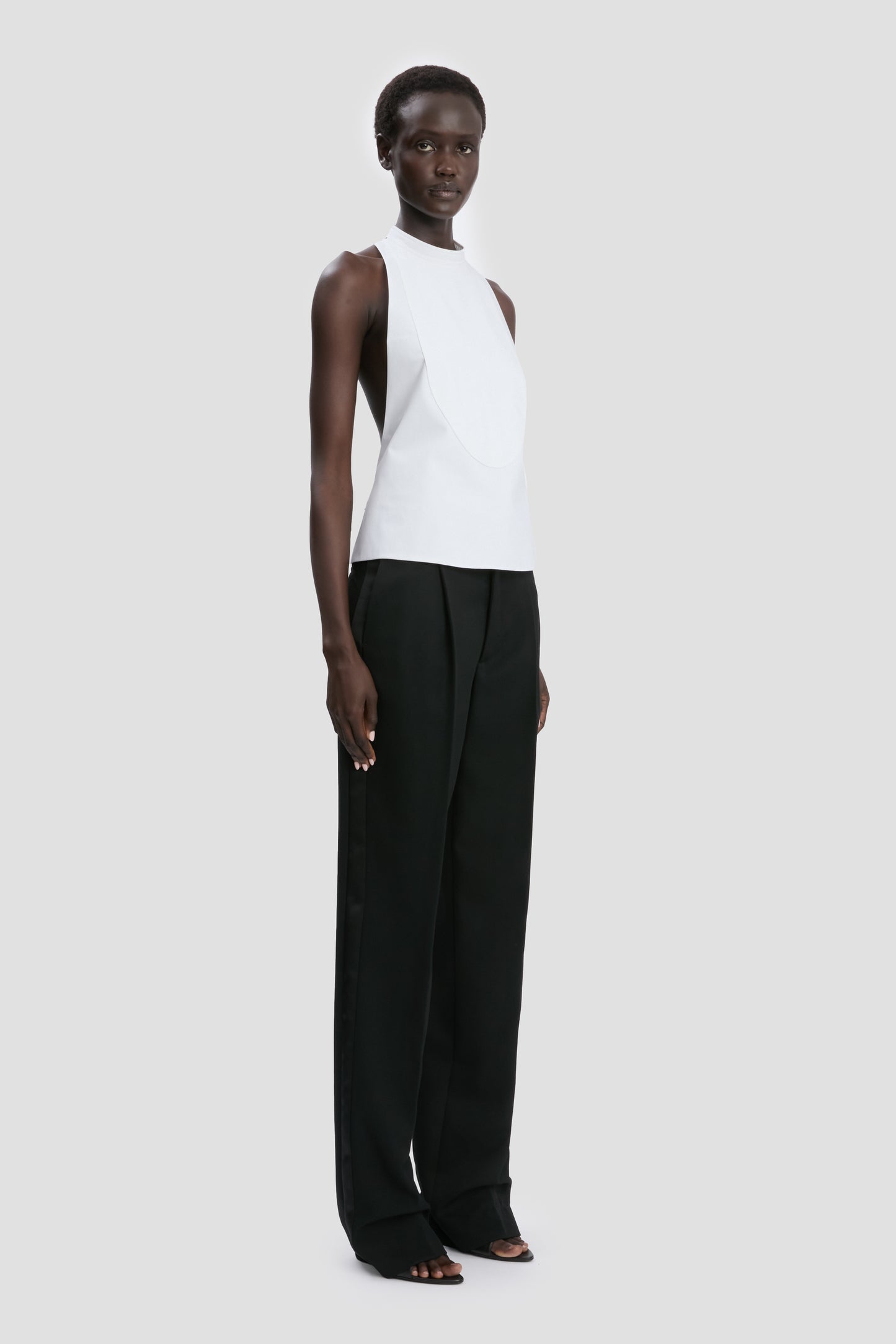 Backless Bib Top In White