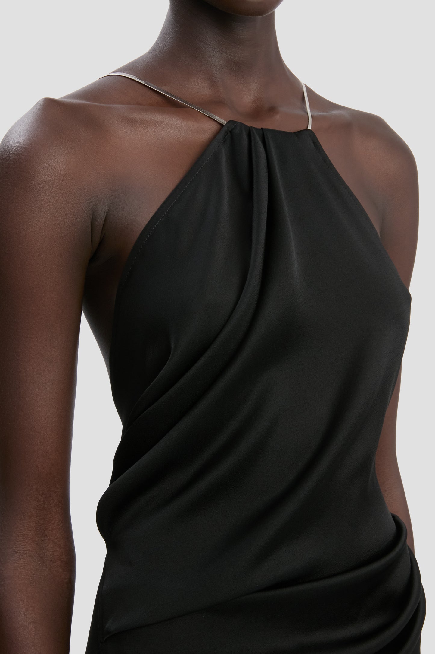 Chain Halter Gown In Black