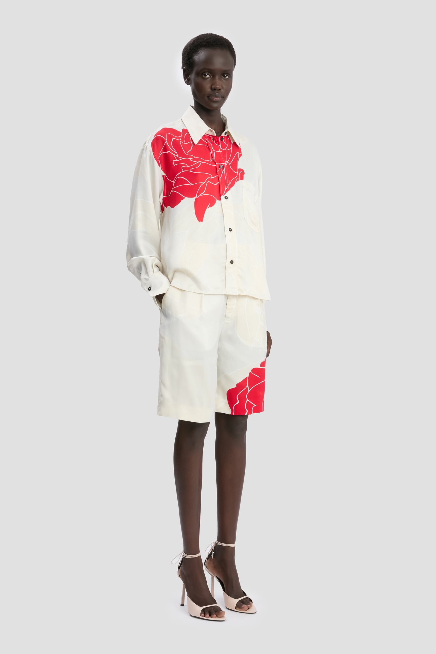 Shirt In Red Floral Print