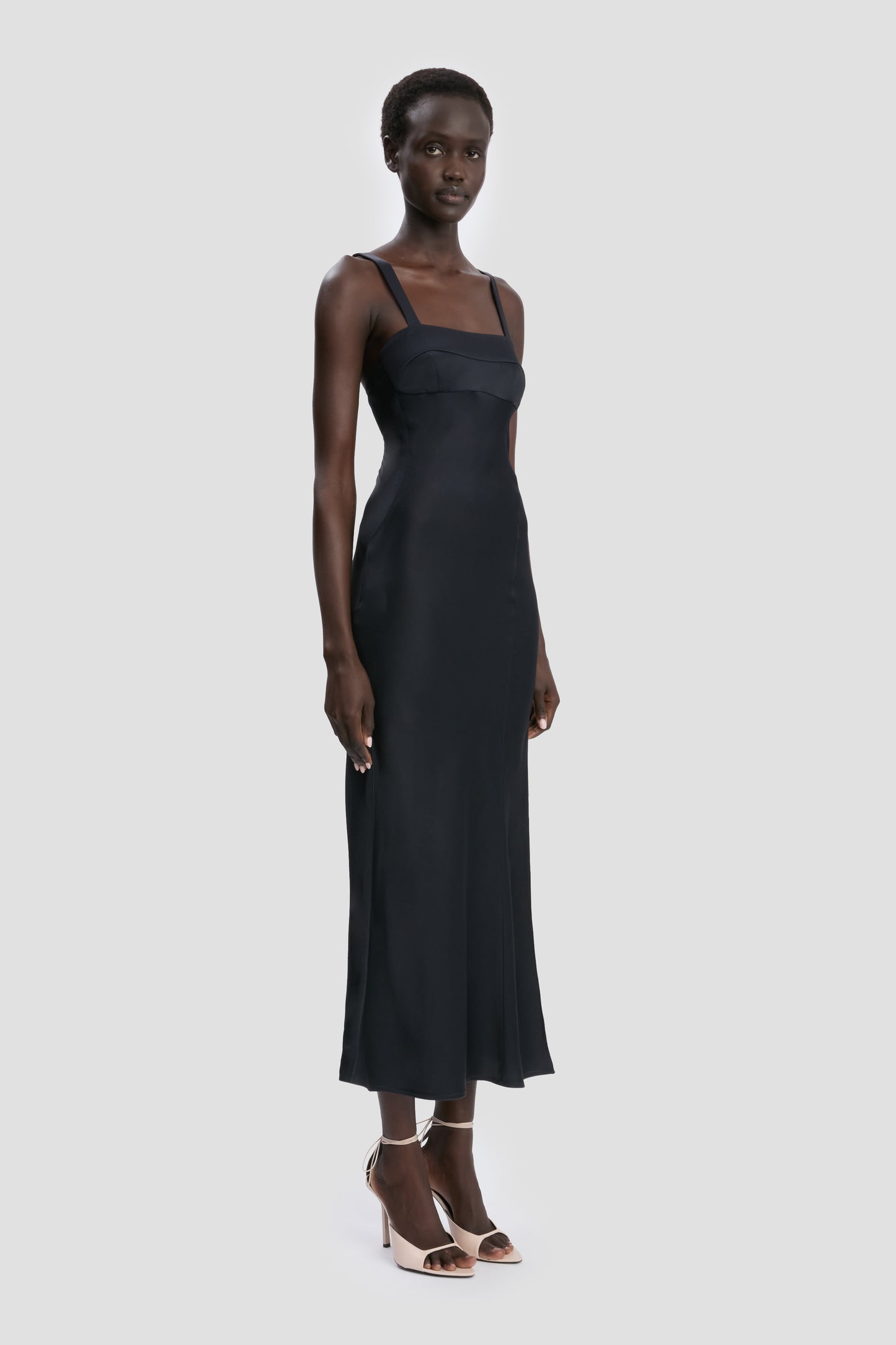 Panelled Cami Dress In Navy
