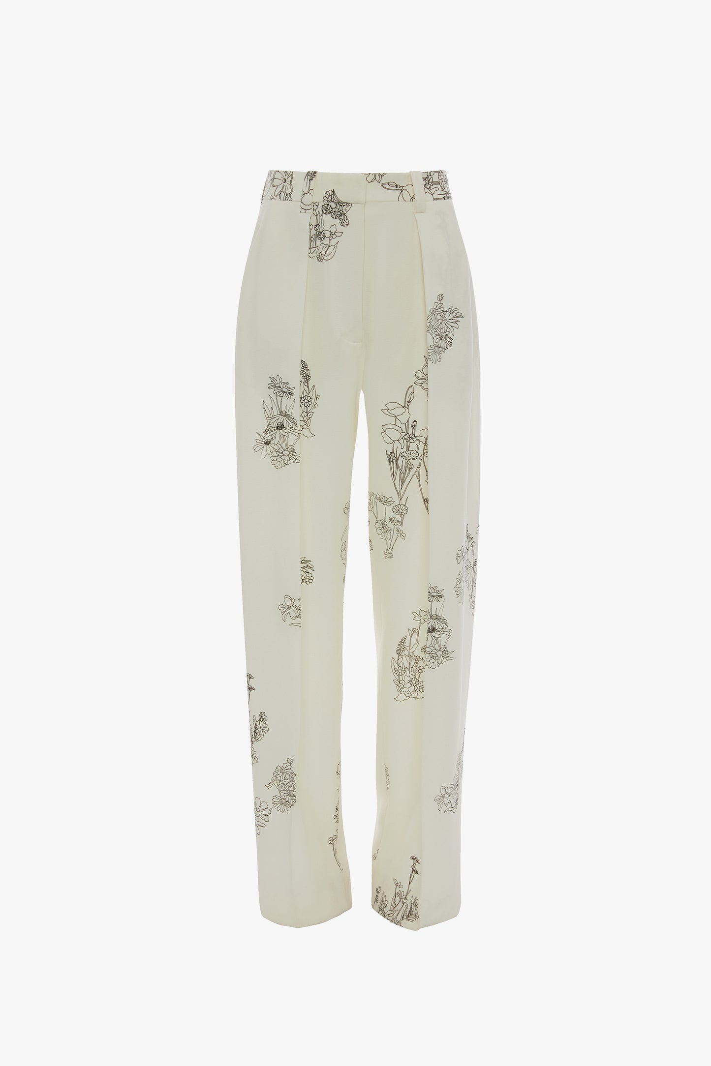 Wide Leg Trouser In Off-White Floral Print