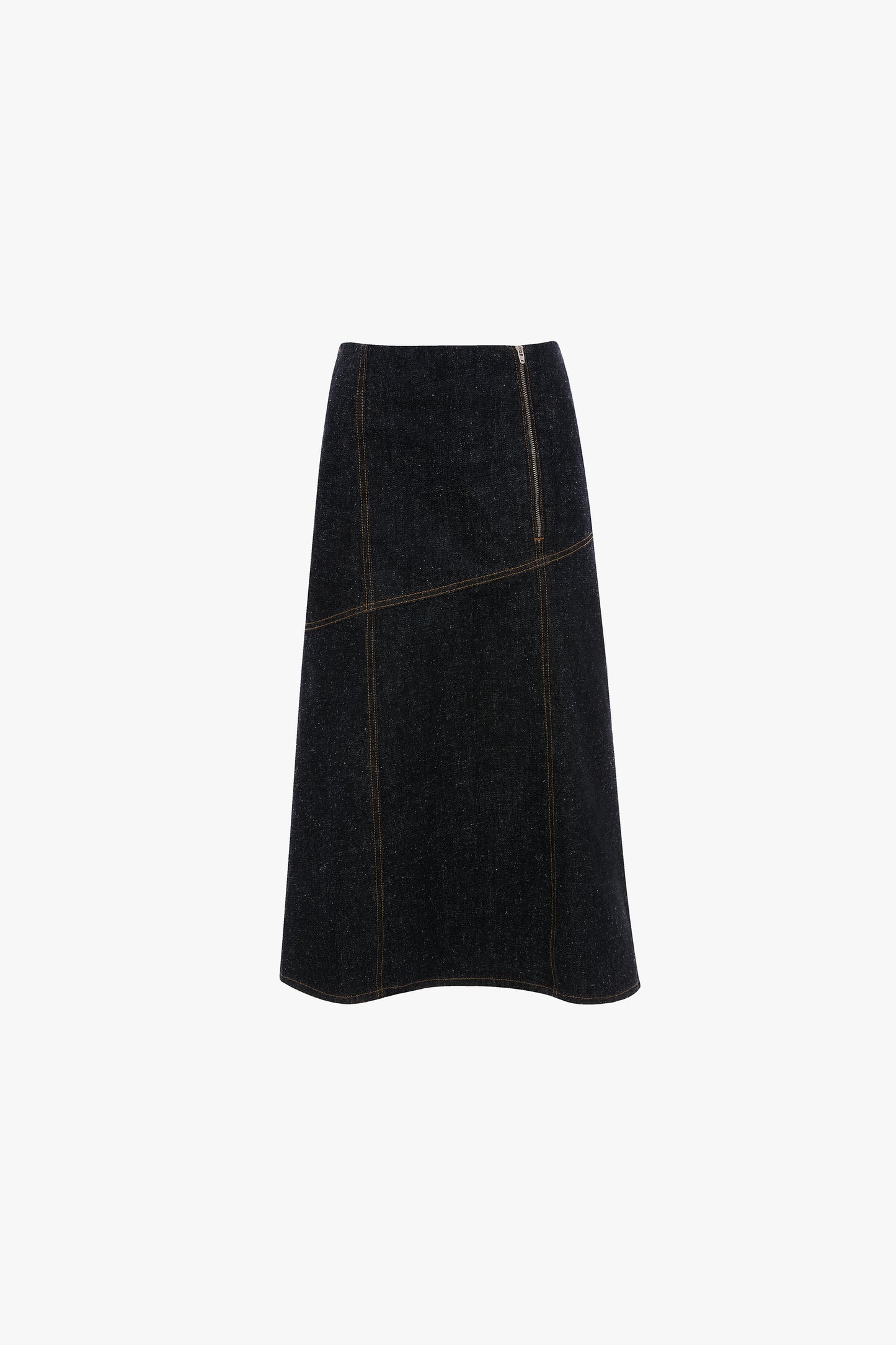 Panelled Denim Midi Skirt In Indigo