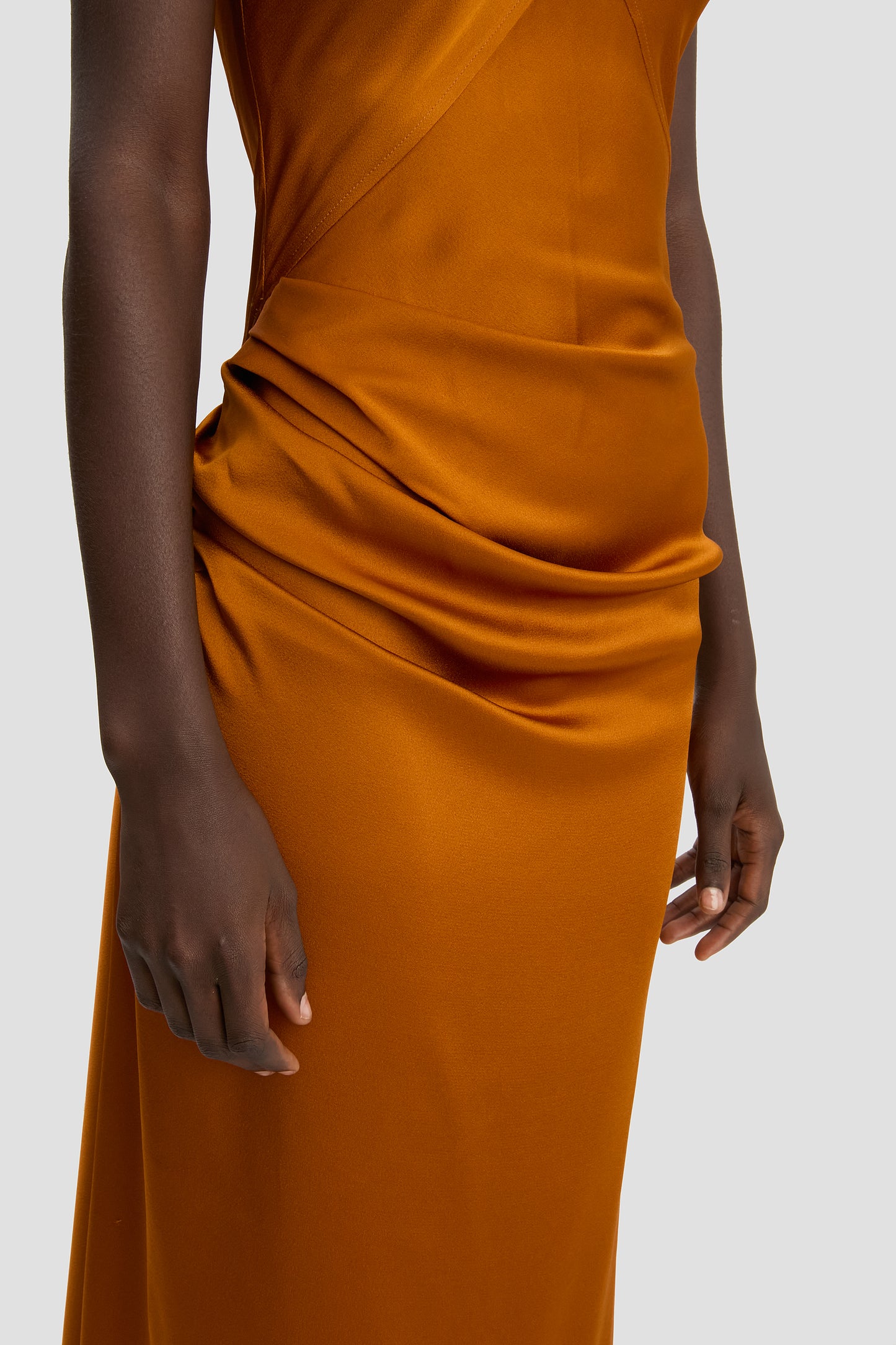 Draped Cami Floor-Length Dress In Bronze