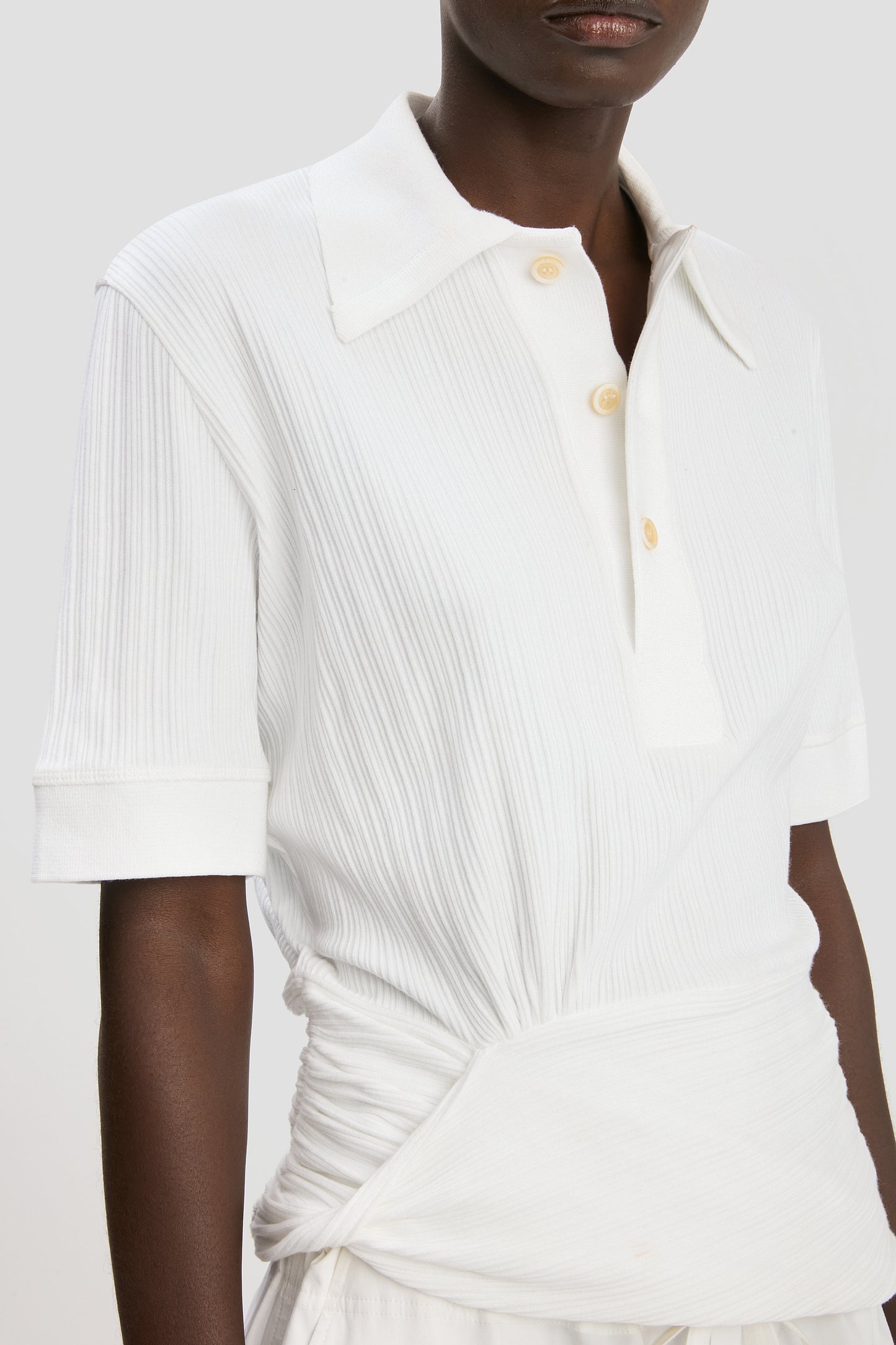 Twist Polo Top In White