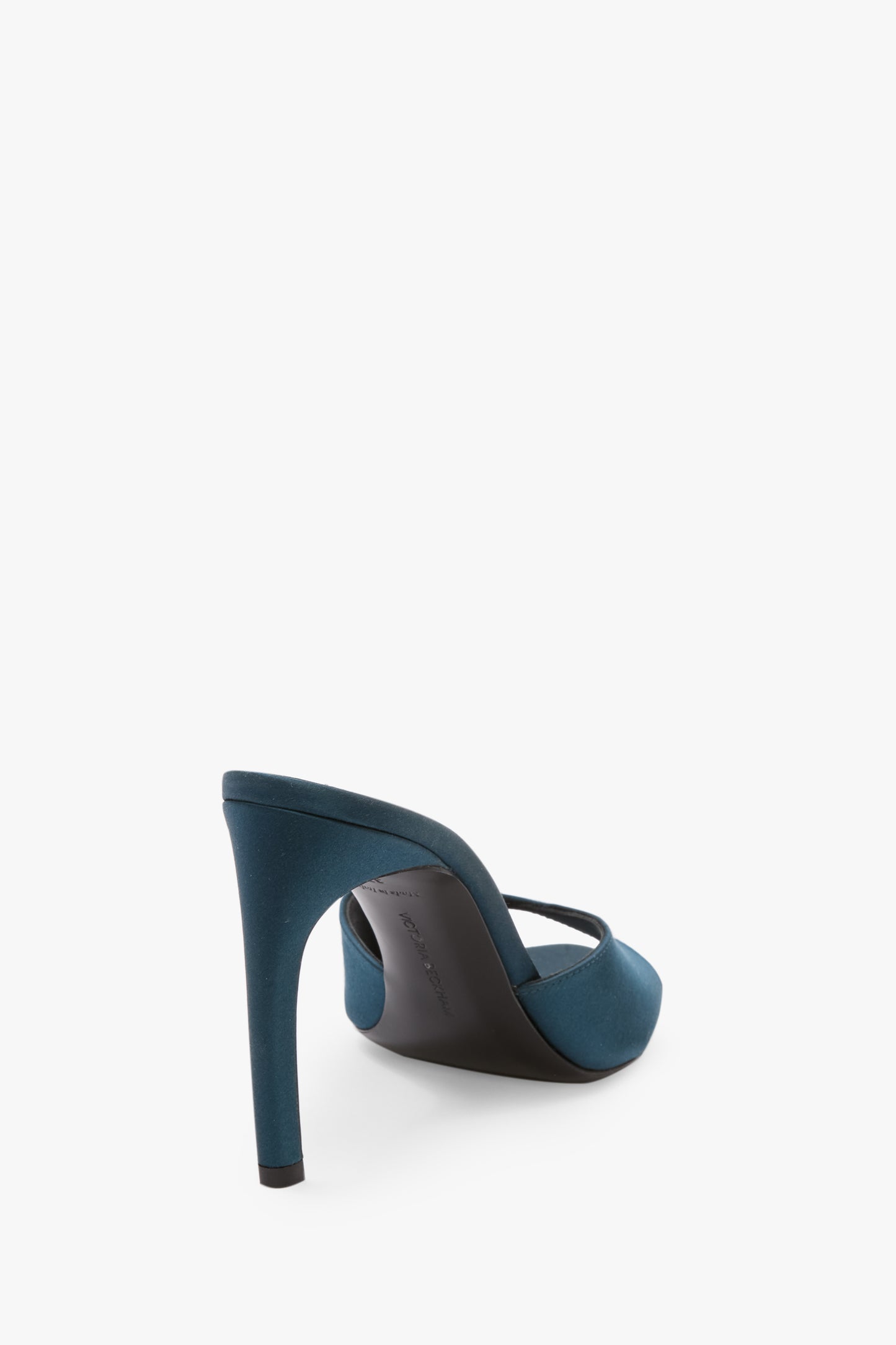 Harlow Mule 100 In Teal Blue Satin