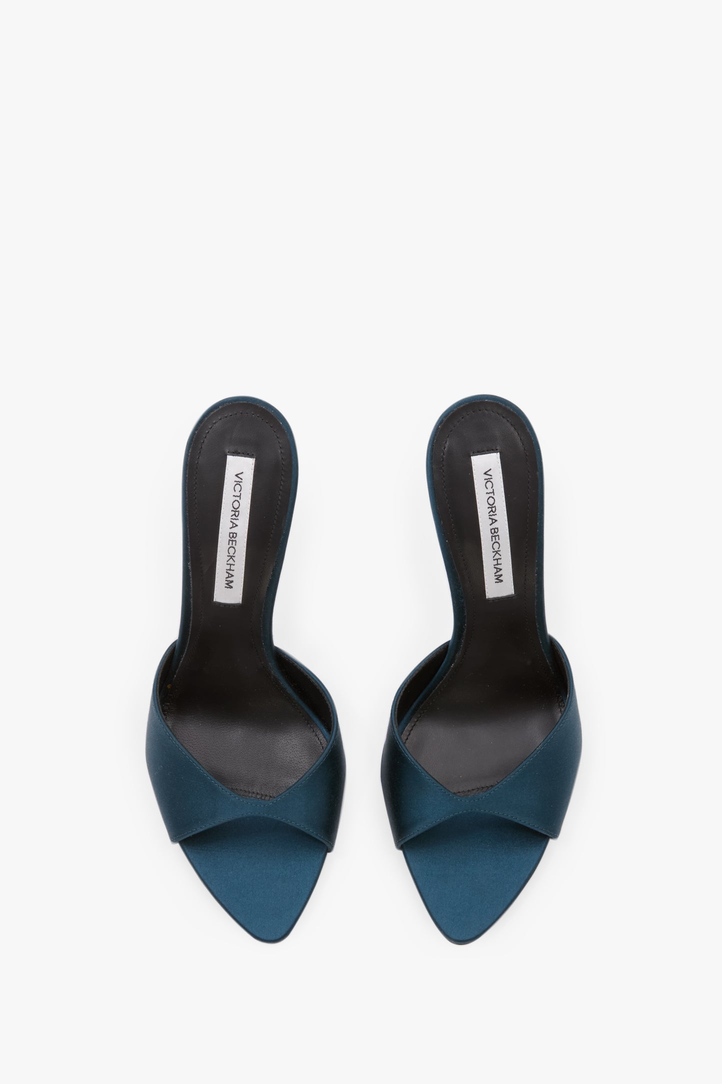 Harlow Mule 100 In Teal Blue Satin