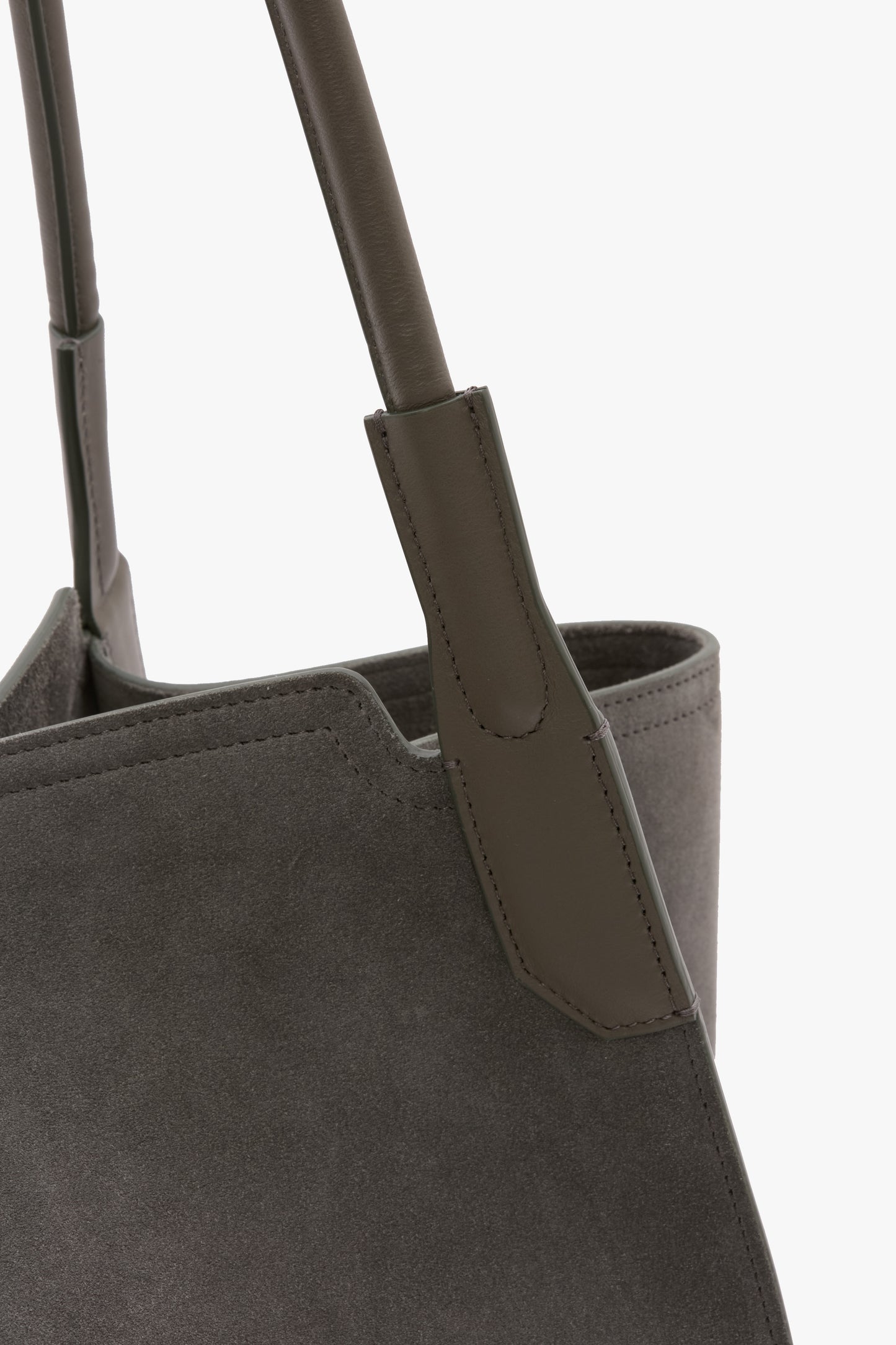 Victoria Tote Bag In Pebble Grey Suede
