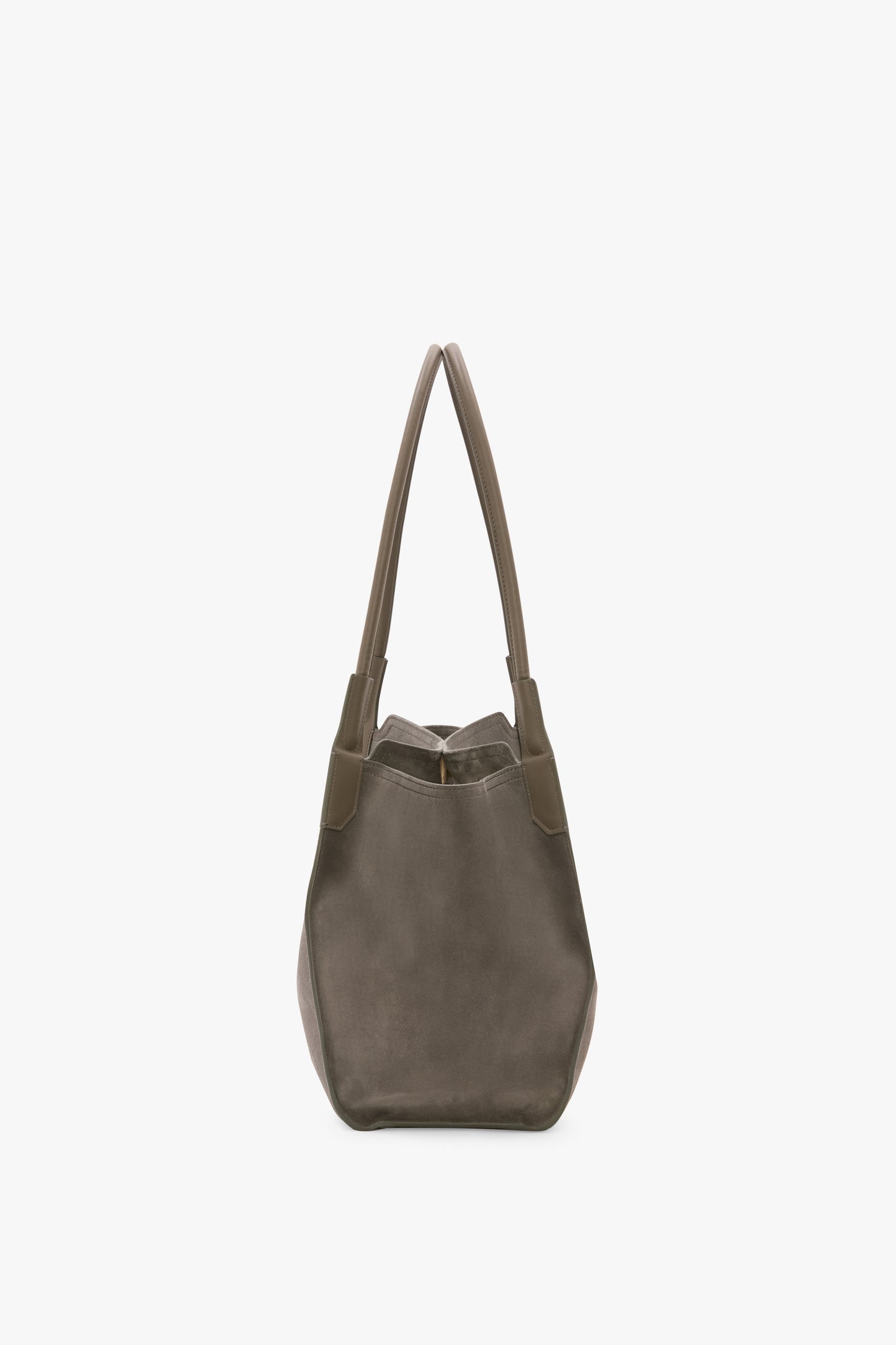 Victoria Tote Bag In Pebble Grey Suede