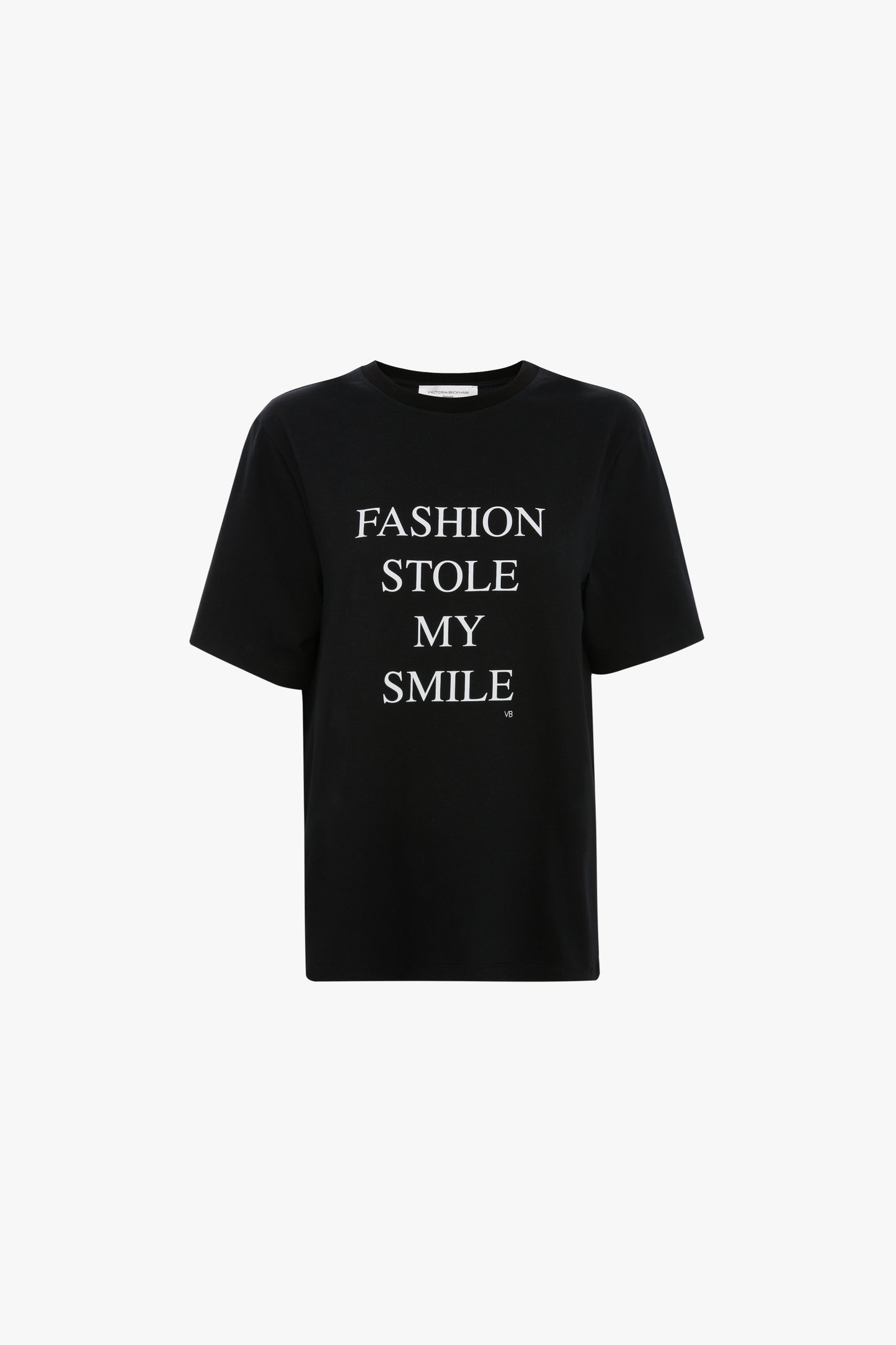Fashion Stole My Smile' Slogan T-Shirt In Black