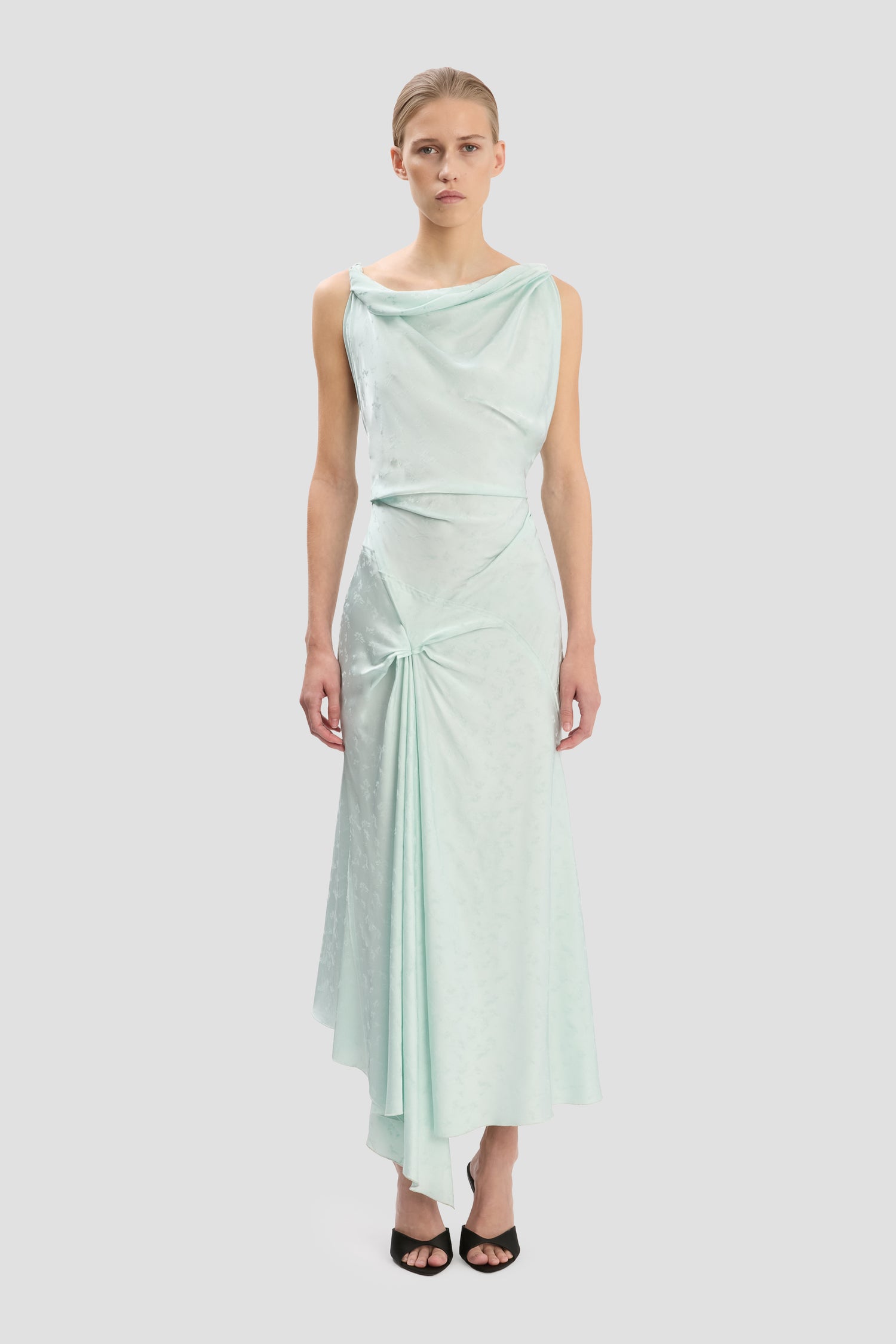 Posy Midi Dress In Aquamarine