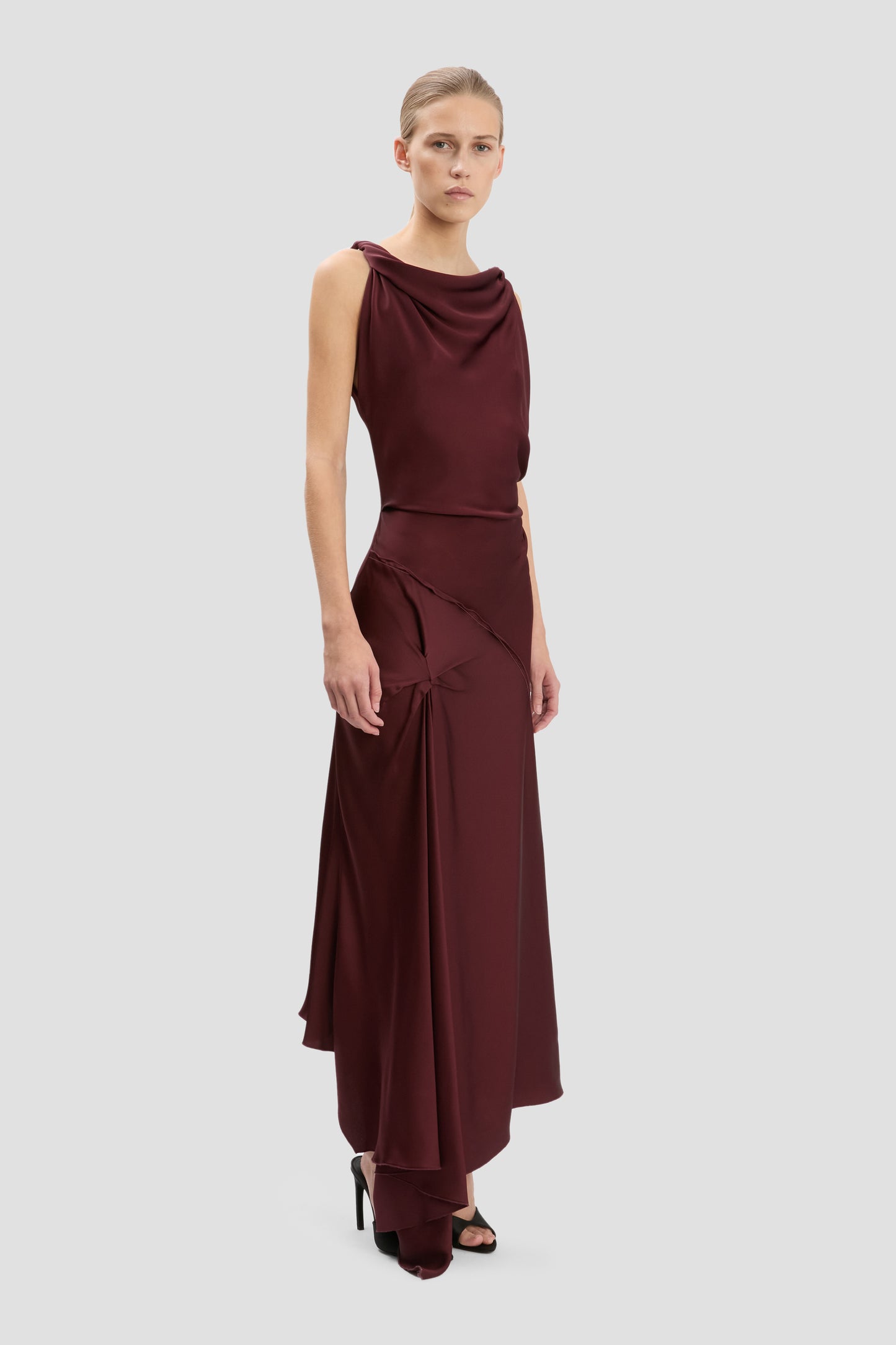 Posy Midi Dress in Burgundy