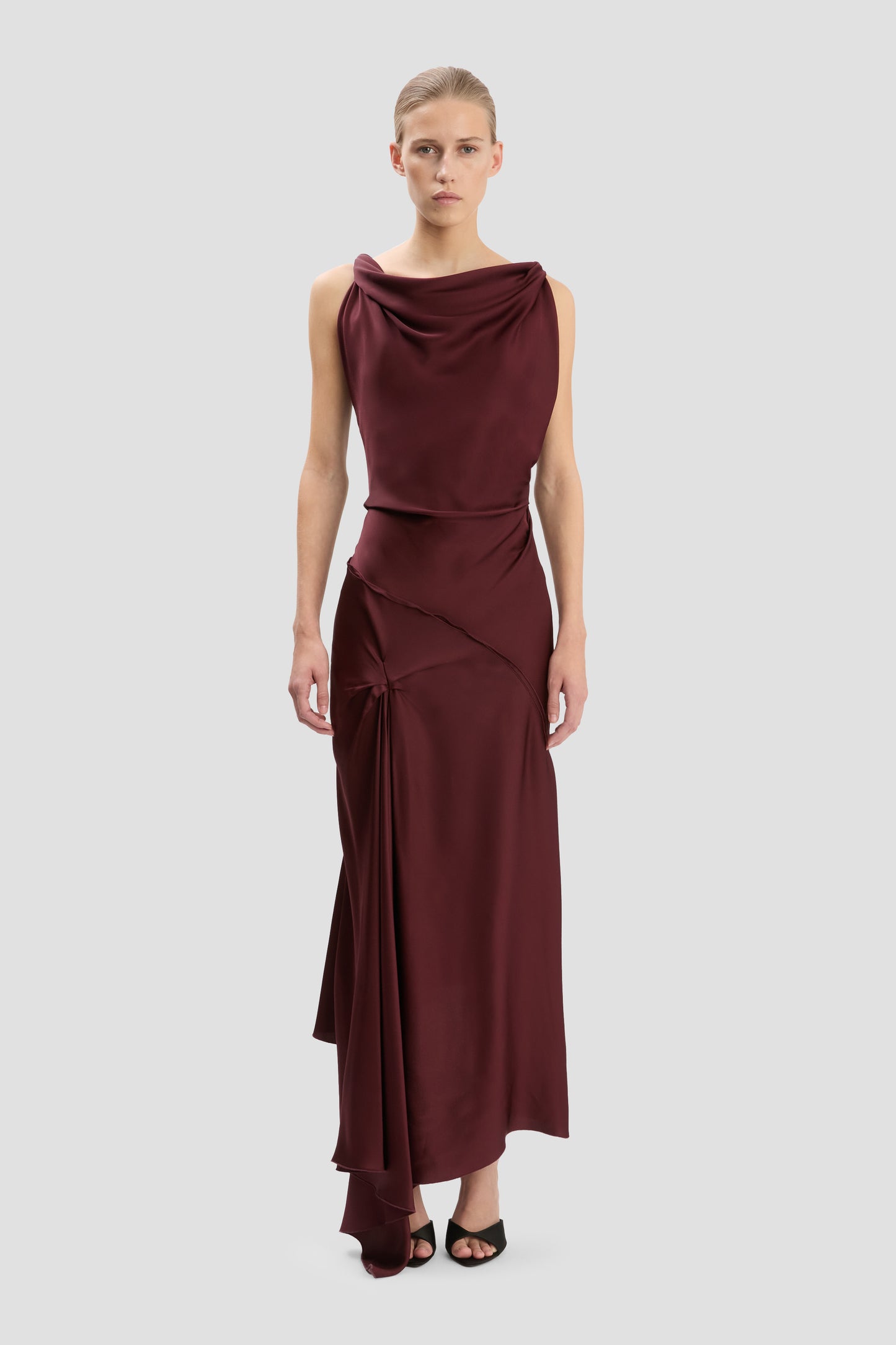 Posy Midi Dress in Burgundy