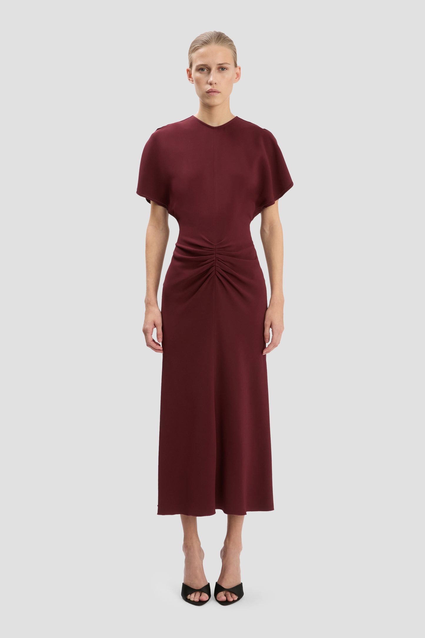 Bela Midi Dress In Burgundy