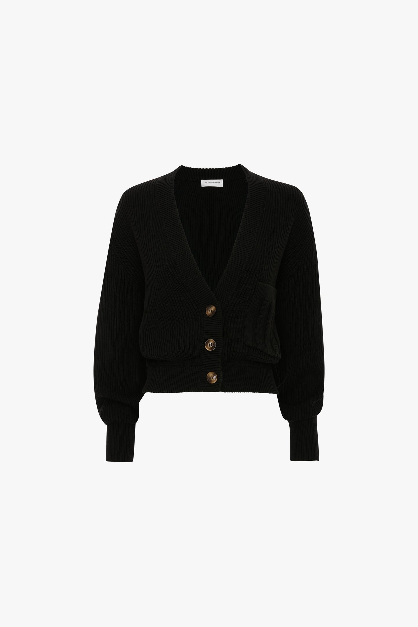 Cable Pocket Cardigan In Black