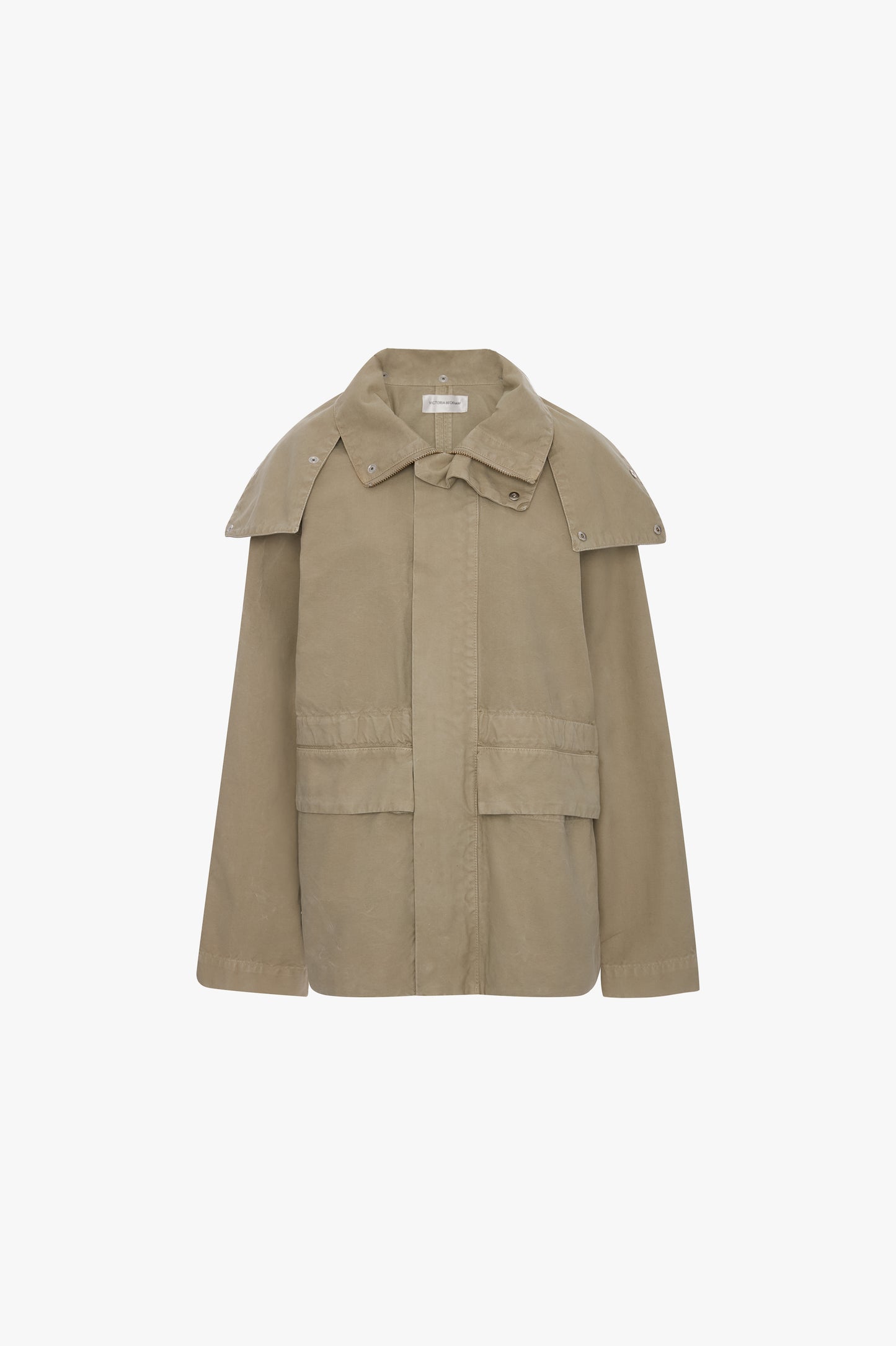Hooded Utility Jacket In Stone Grey