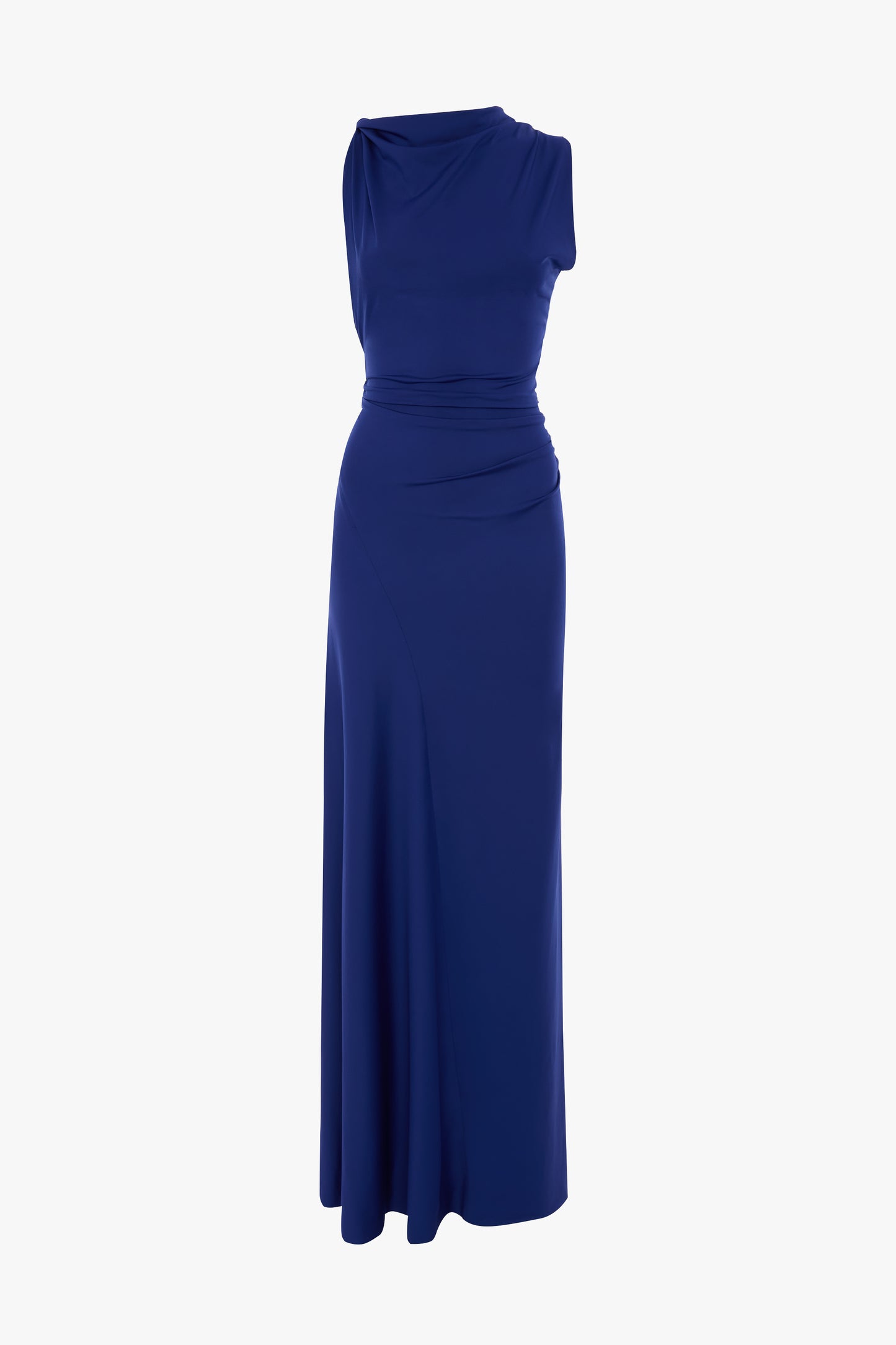 Sleeveless Draped Gown In Bright Indigo