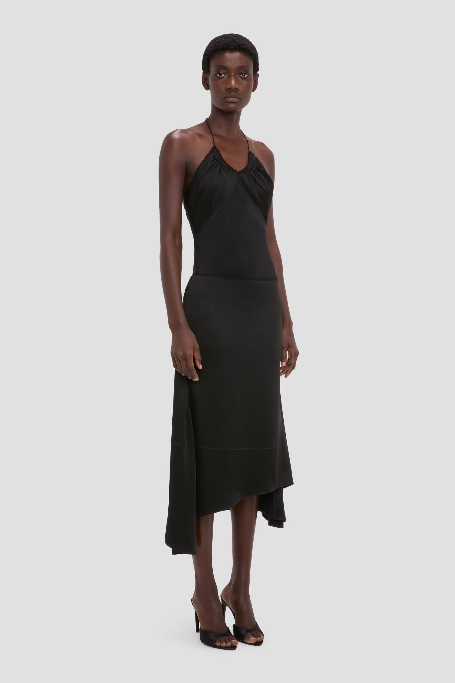 Asymmetric Midi Skirt In Black