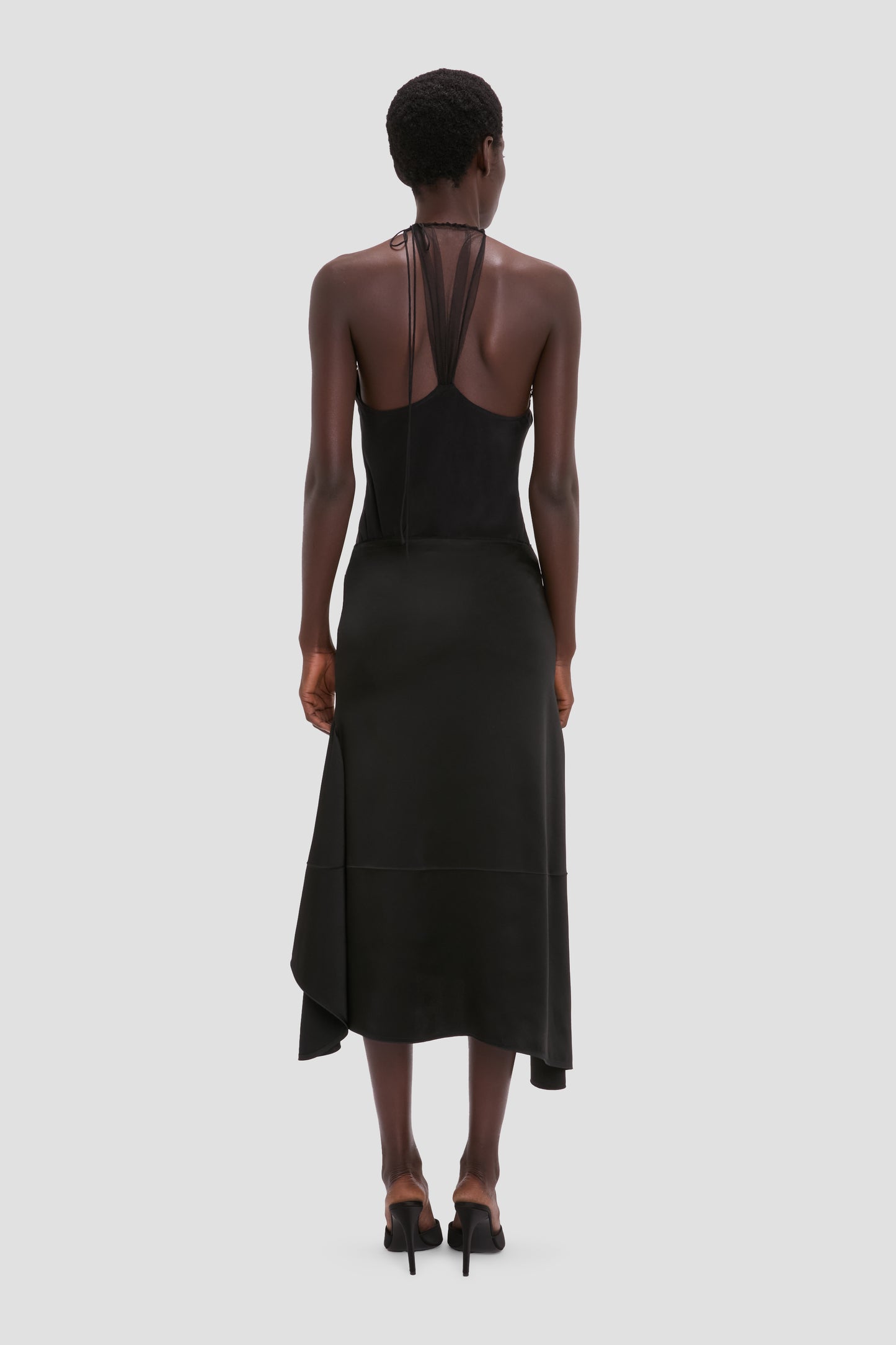 Asymmetric Midi Skirt In Black