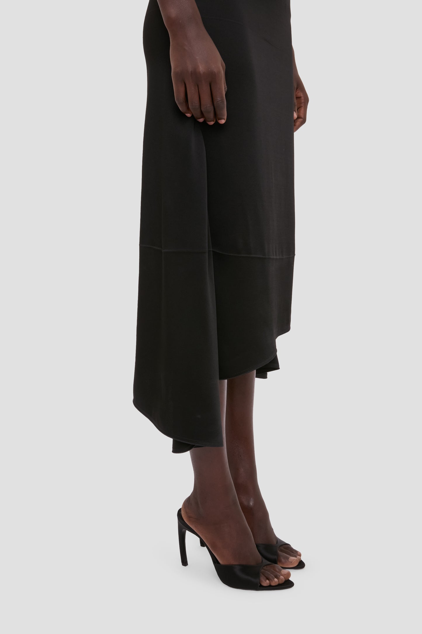 Asymmetric Midi Skirt In Black