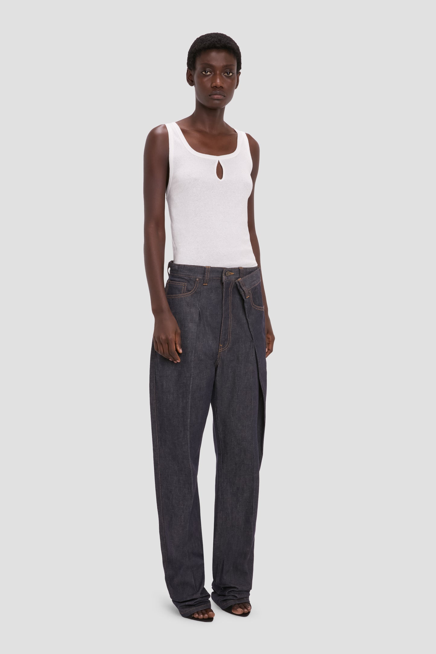 Split Tank Top In White