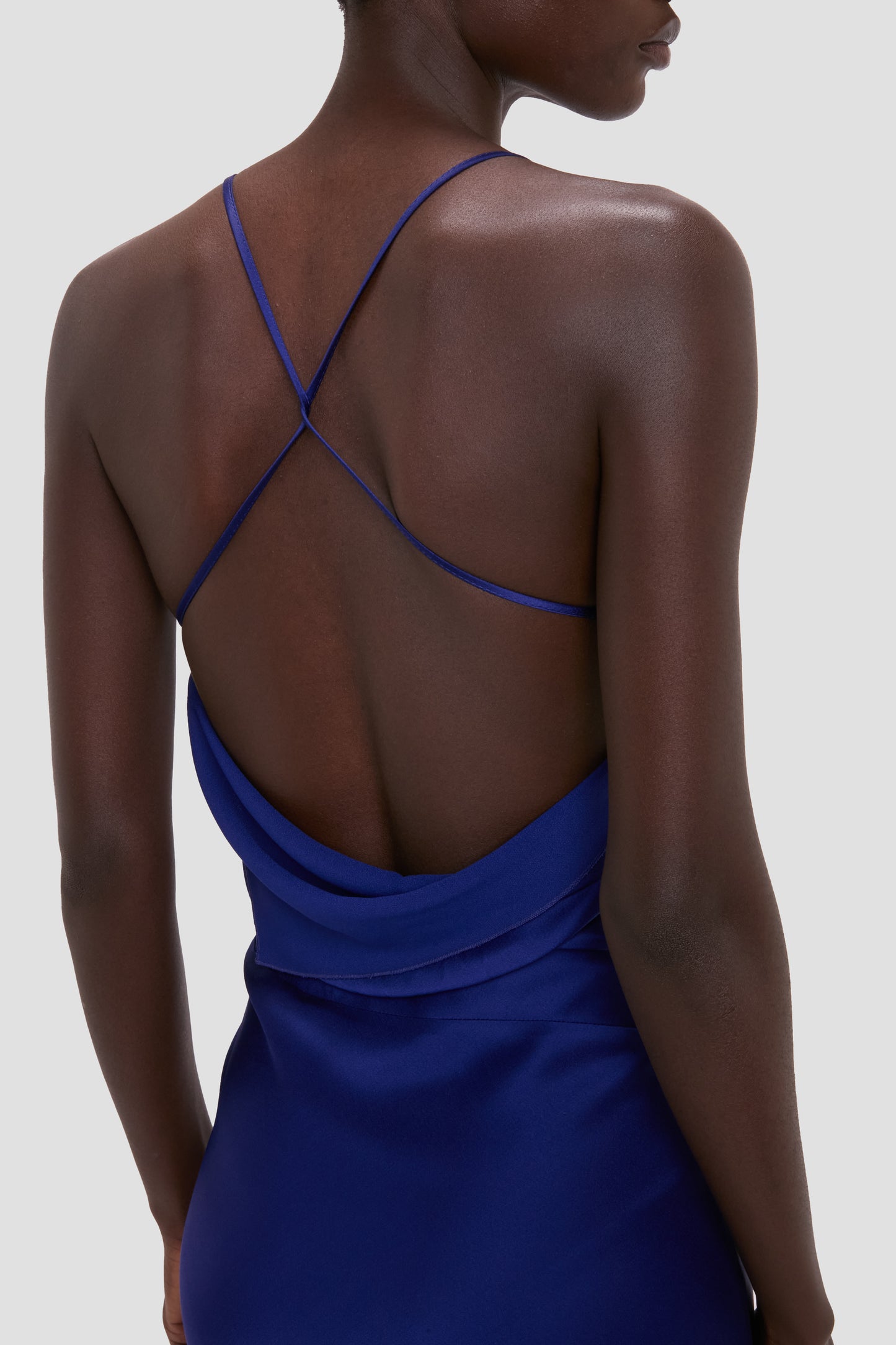 Draped Cami Gown In Bright Indigo