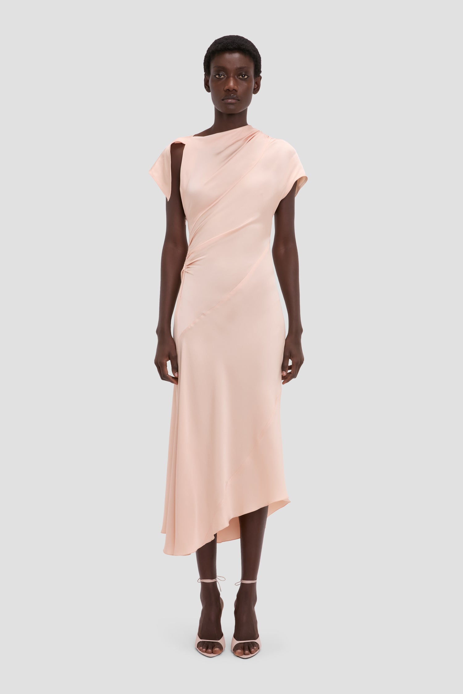 Asymmetric Twist Dress In Blossom
