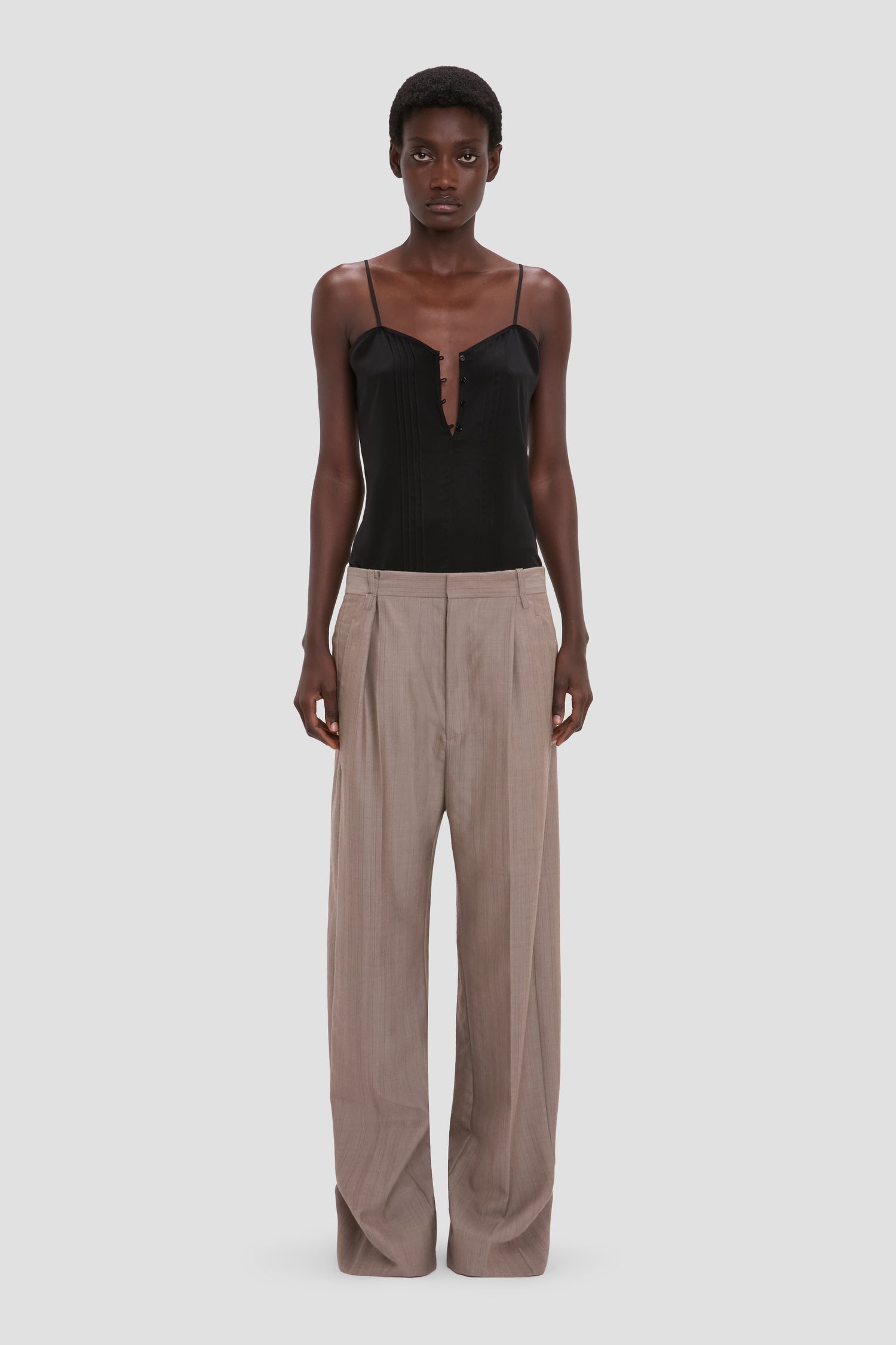 Pleated Waist Trouser In Limestone
