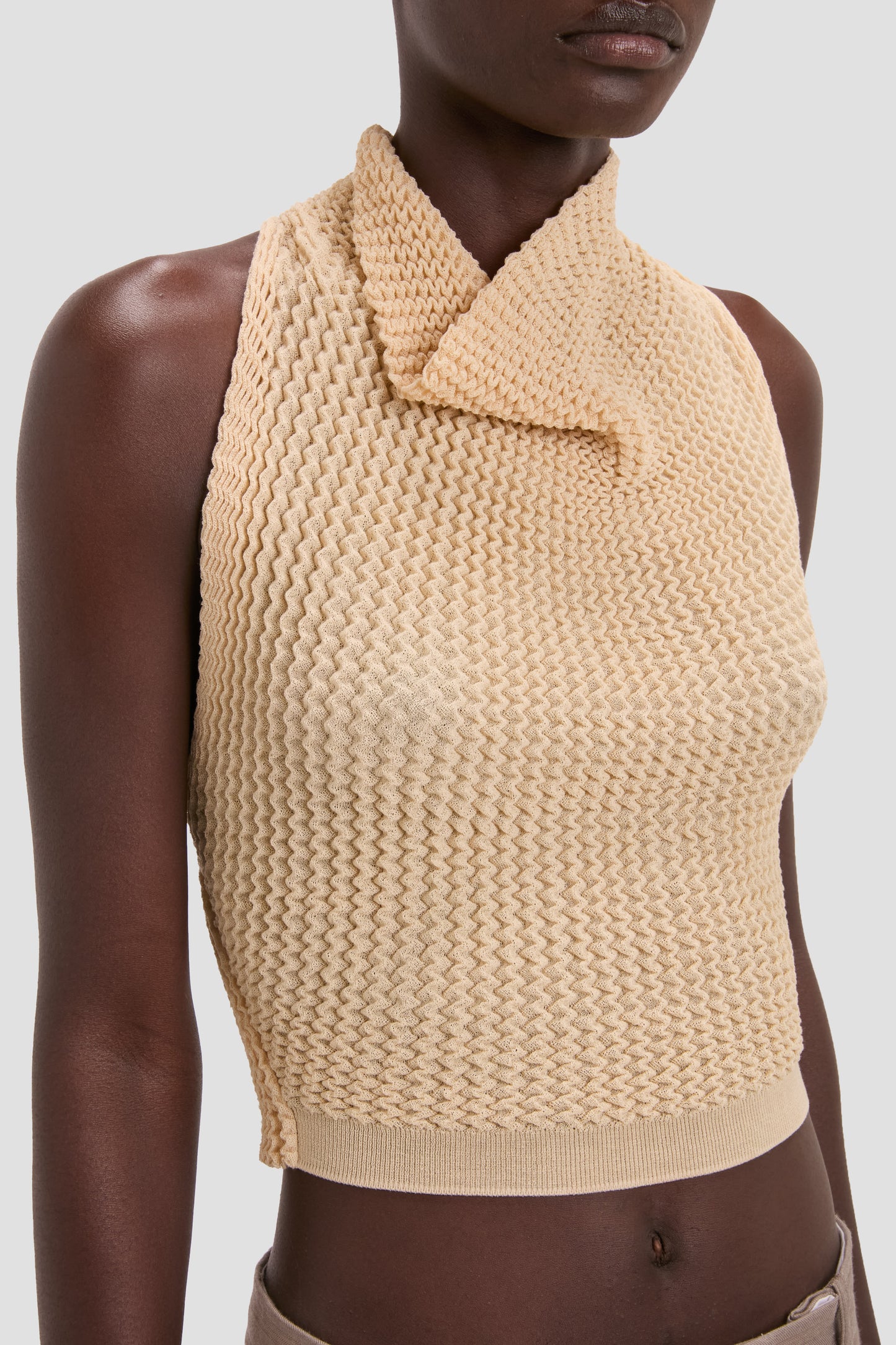 Draped Sleeveless Top In Sandstone