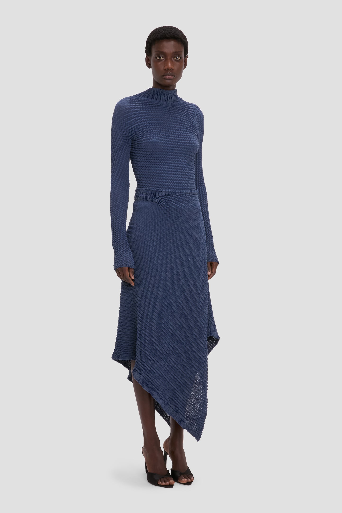 Draped Knit Midi Skirt In Eclipse