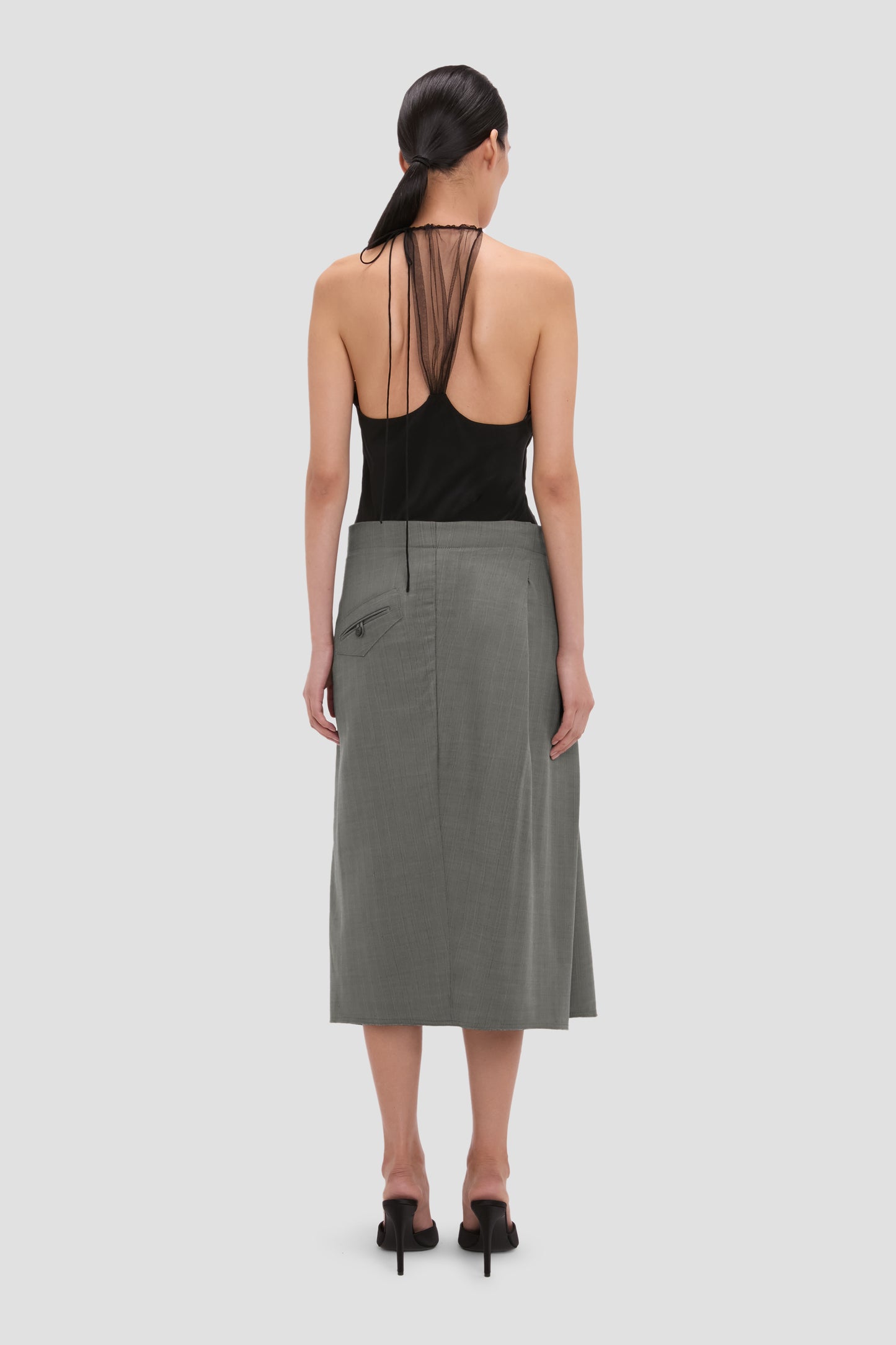 Tailored Midi Skirt In Nickel (cancelled)