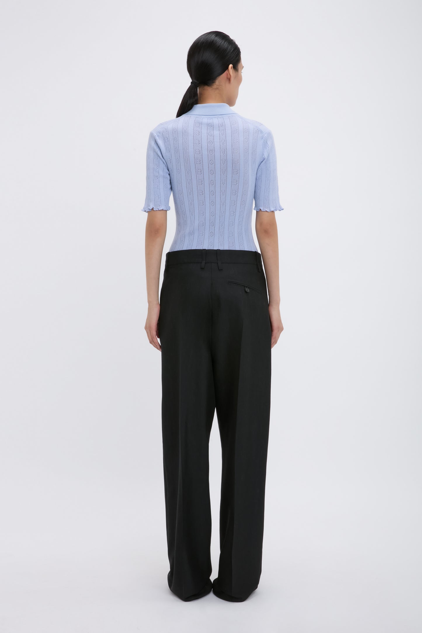 Frill Polo Top In Cloud Blue