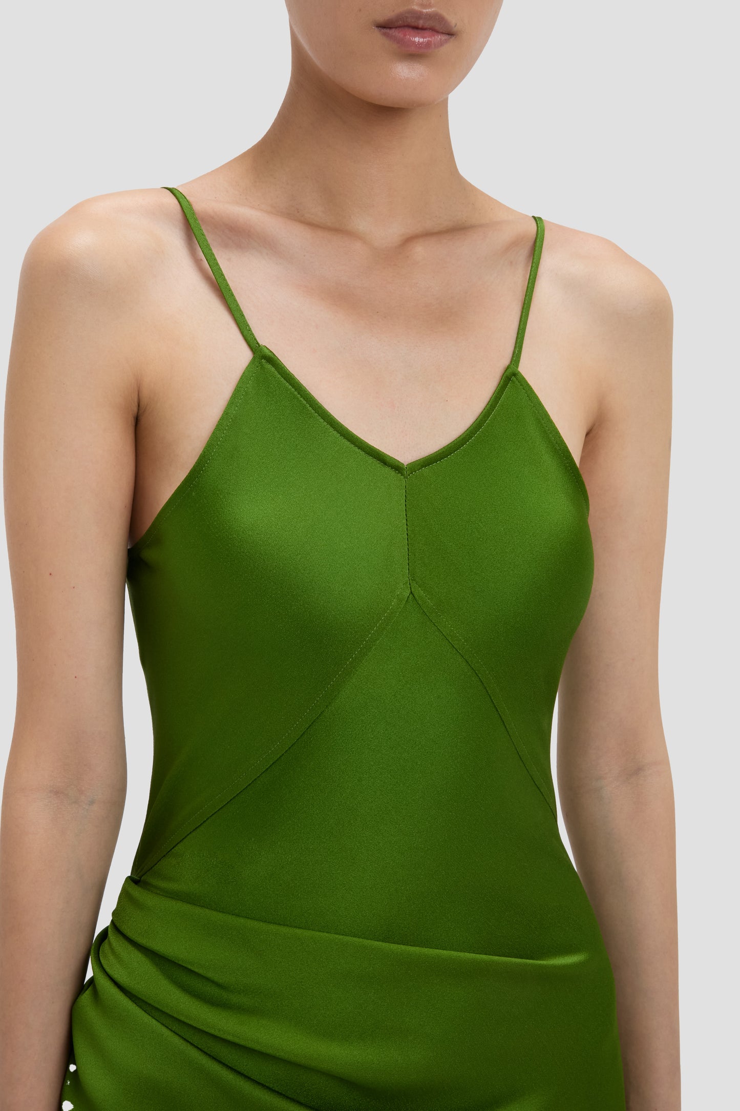 Draped Cami Floor-Length Dress In Algae