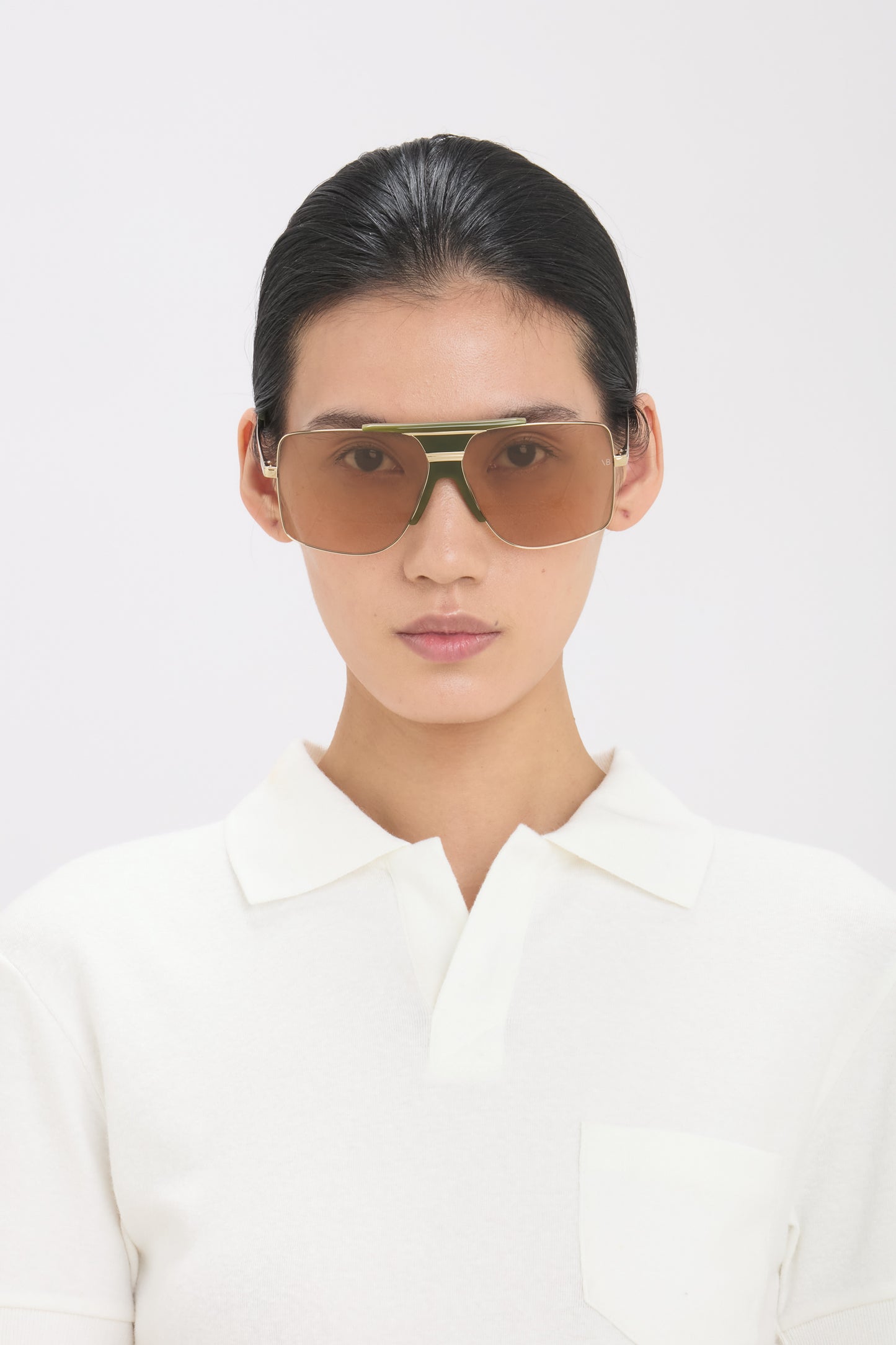 Oversized Metal And Acetate Frame In Green Marble