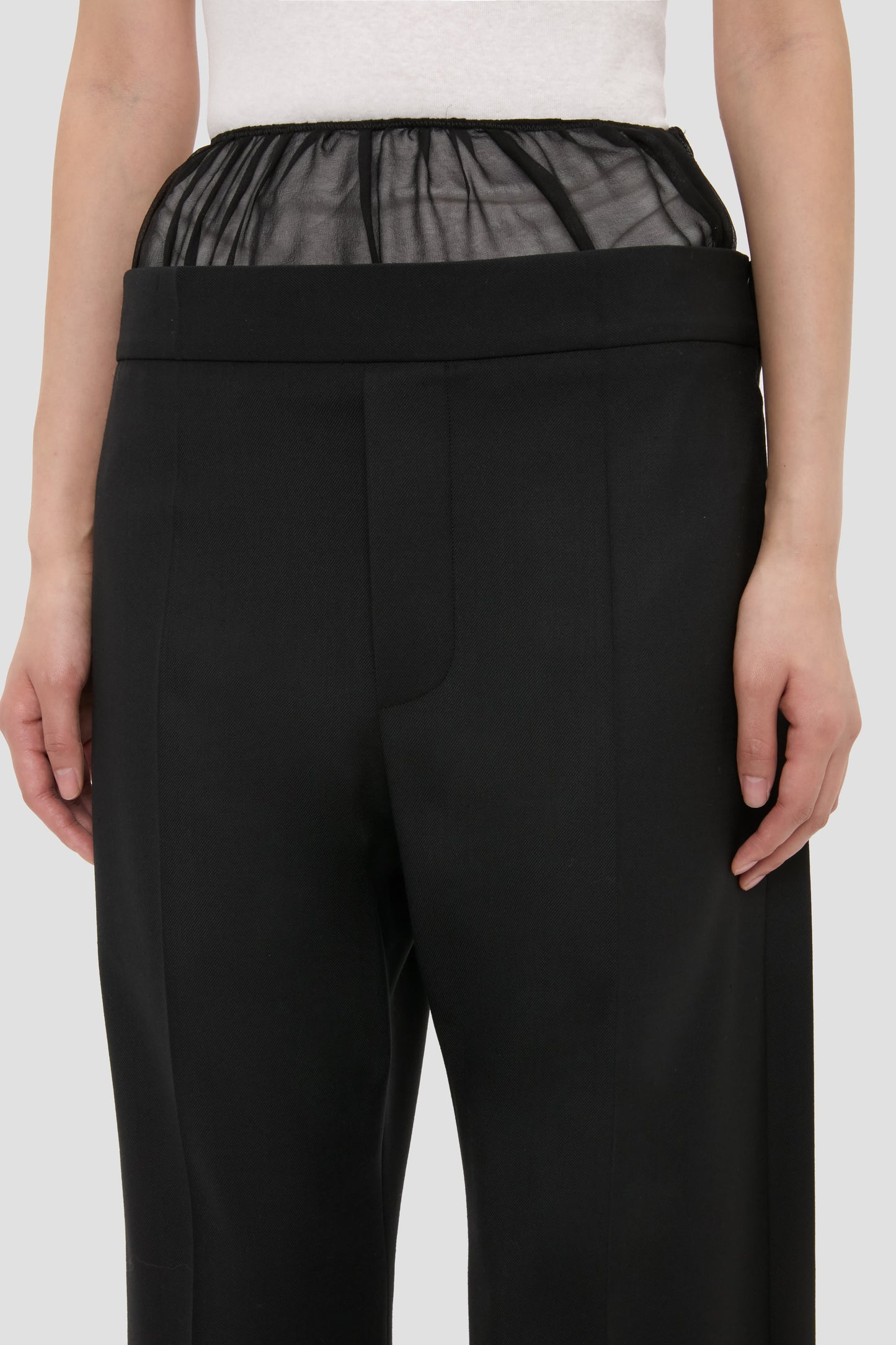 Sheer Panel Trouser In Black