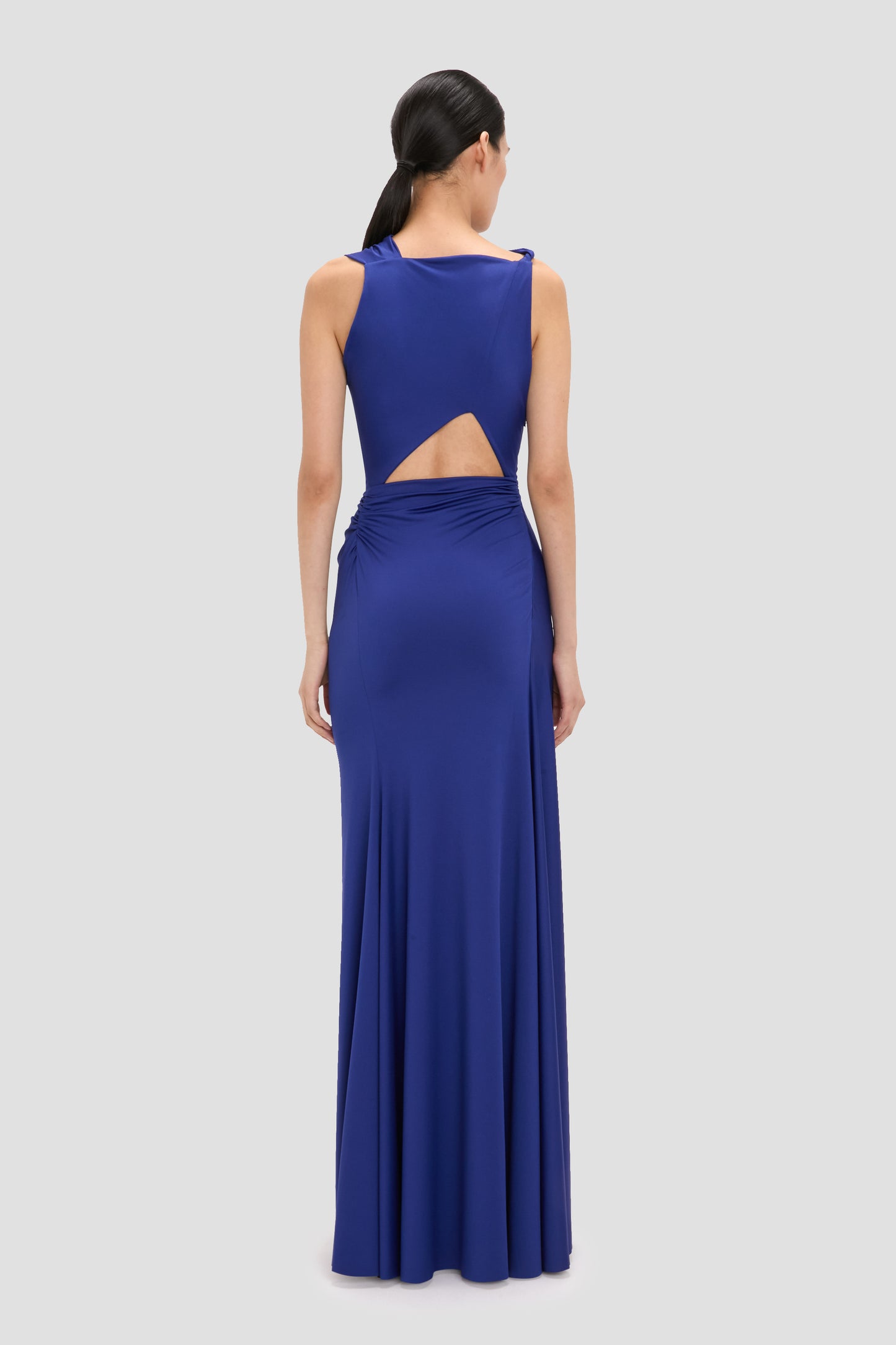 Sleeveless Draped Gown In Bright Indigo