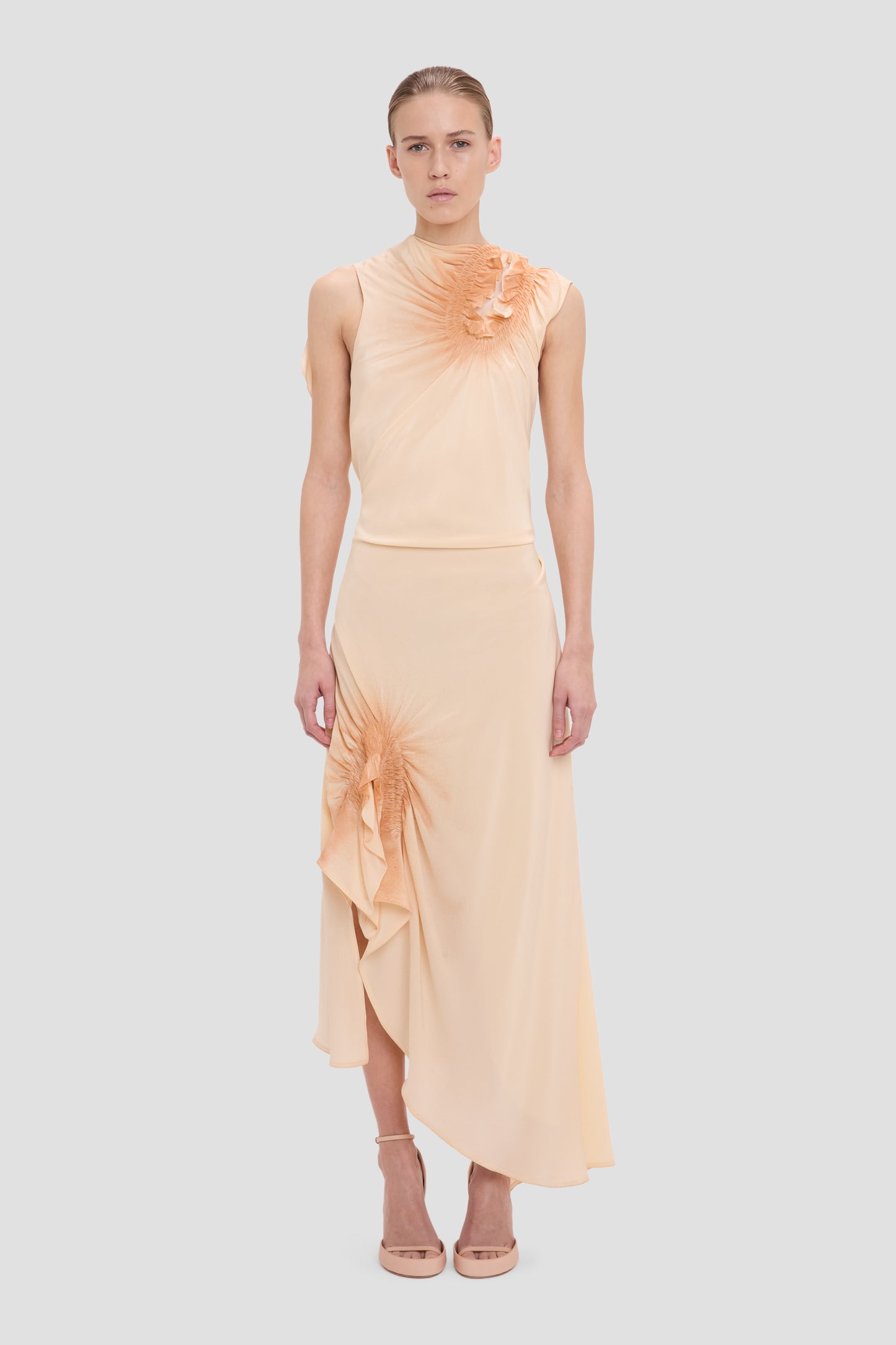 Smocked Dress In Sandstone