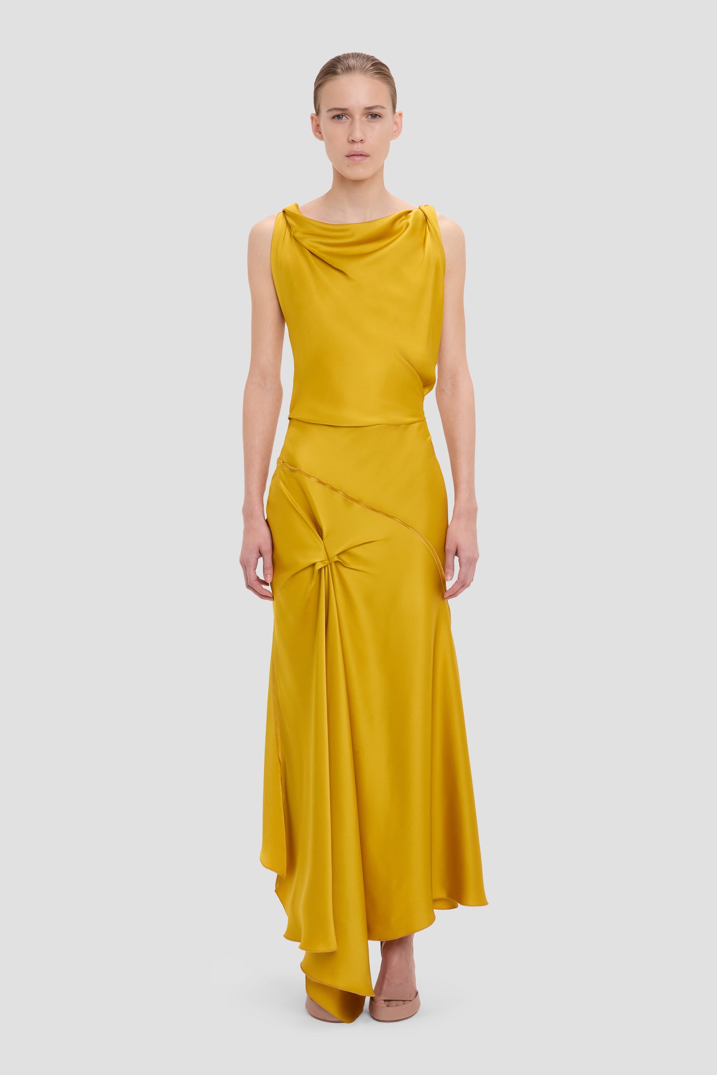 Posy Midi Dress In Sunset Yellow
