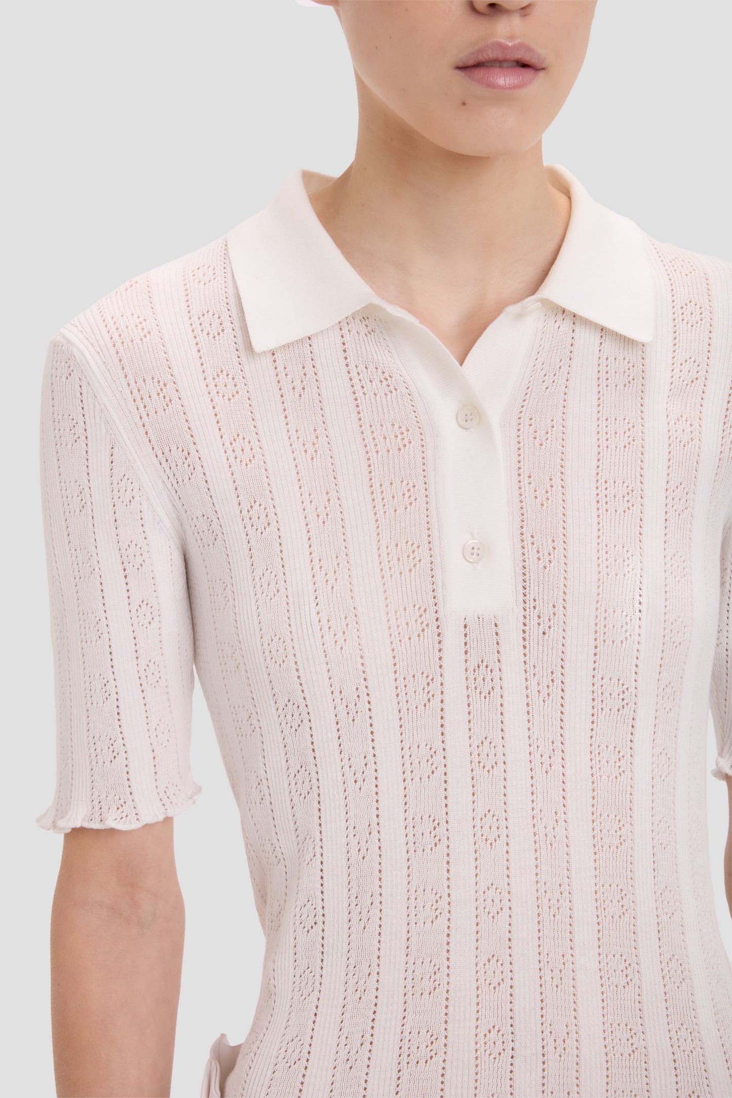 Frill Polo Top In White