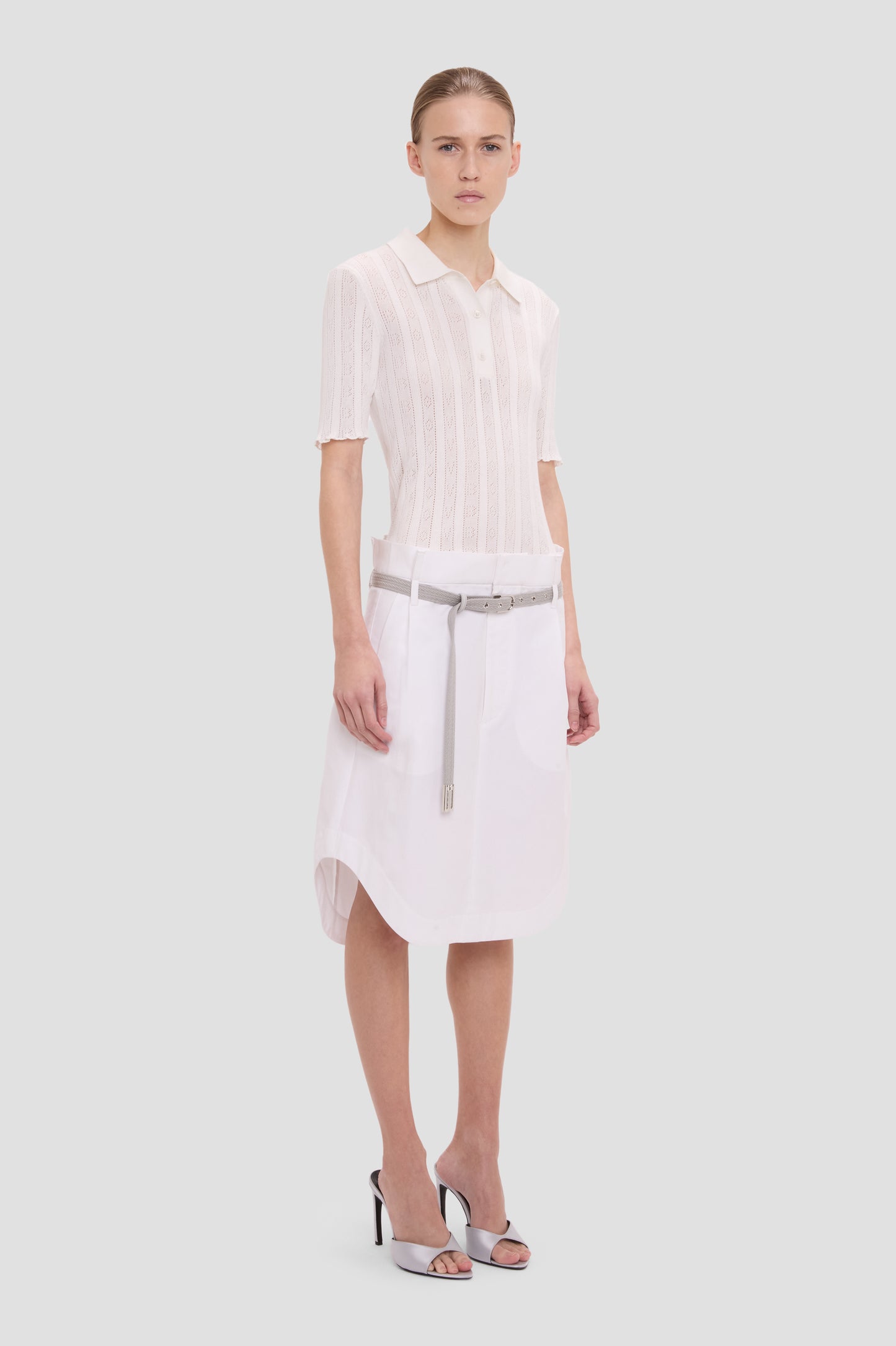 Frill Polo Top In White