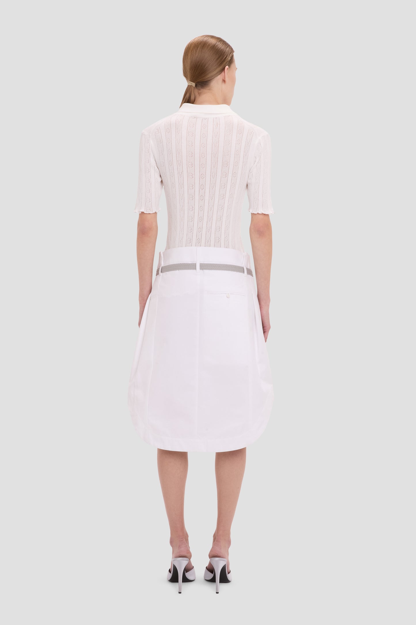 Frill Polo Top In White
